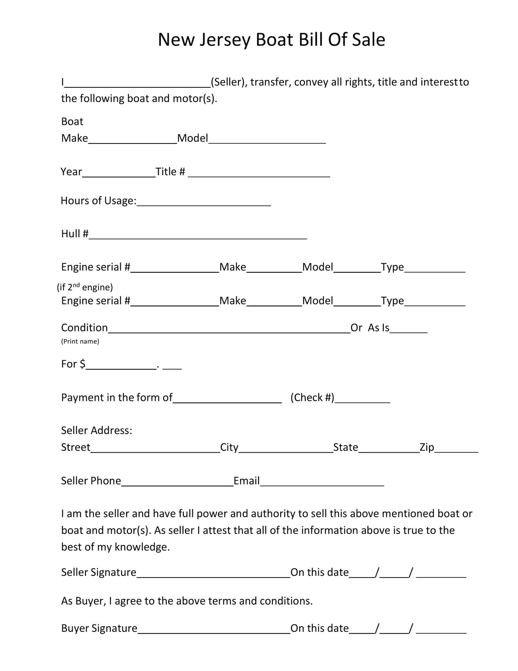 Editable Boat Bill of Sale PDF Editable Boat Bill of Sale PDF