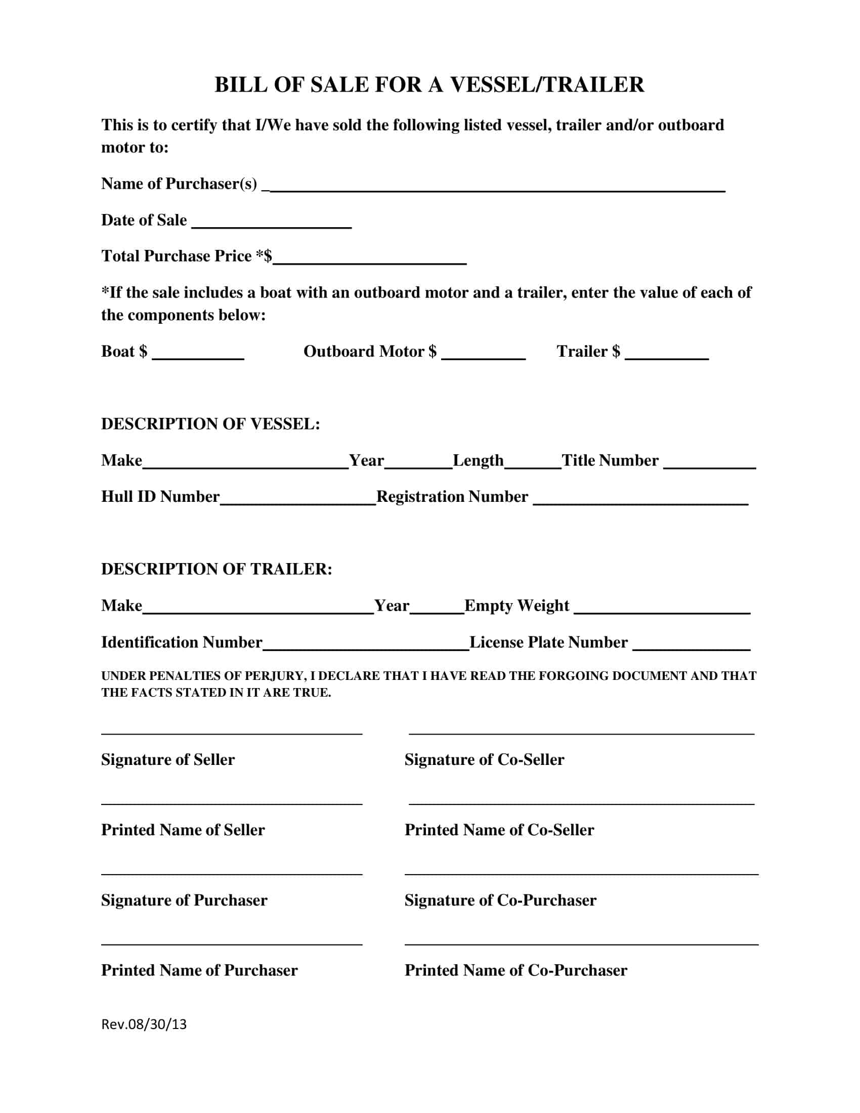 Editable Example Boat Bill of Sale Template Editable Example Boat Bill of Sale Template