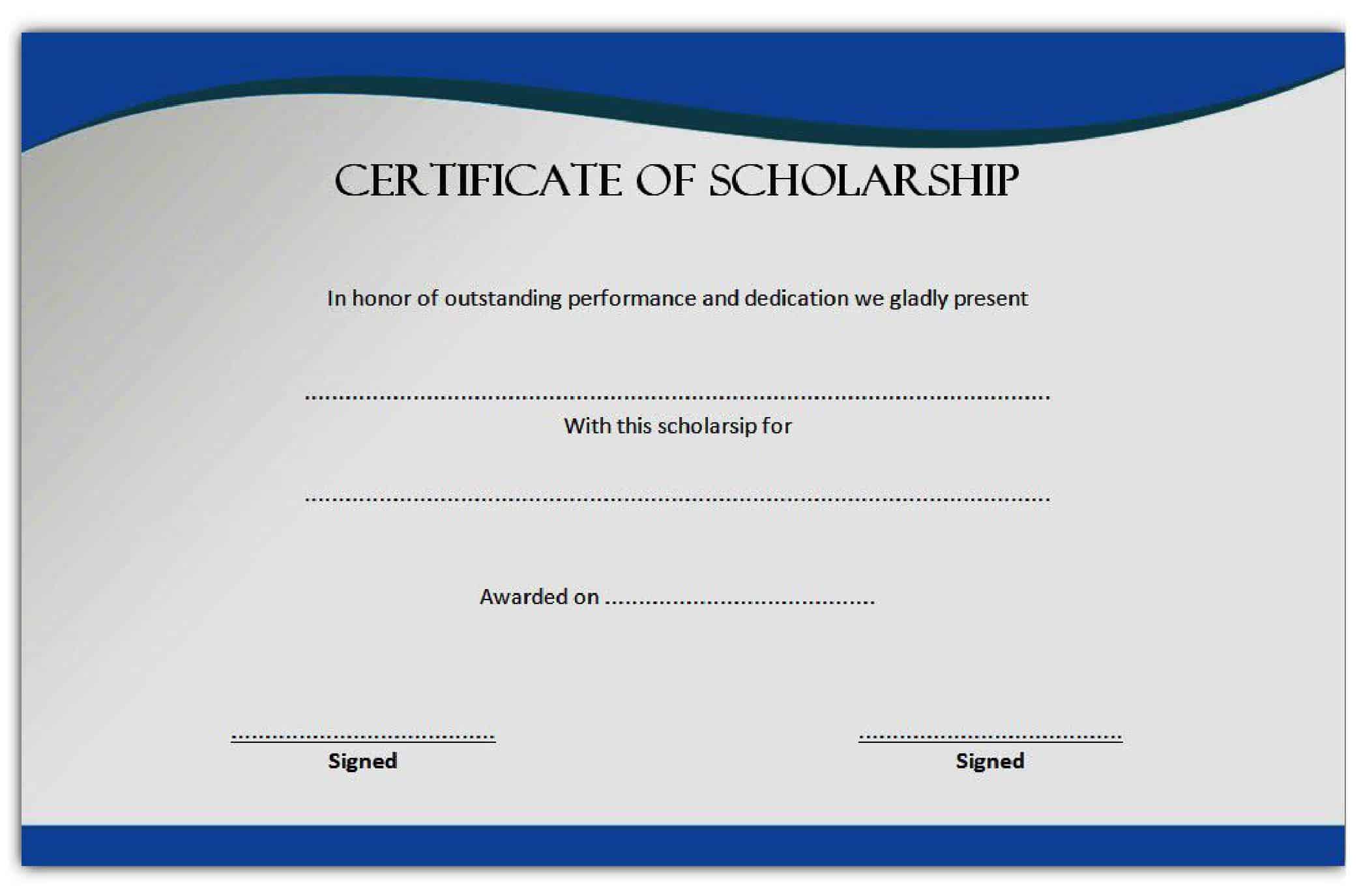 Editable Scholarship Certificate Free Editable Scholarship Certificate Free