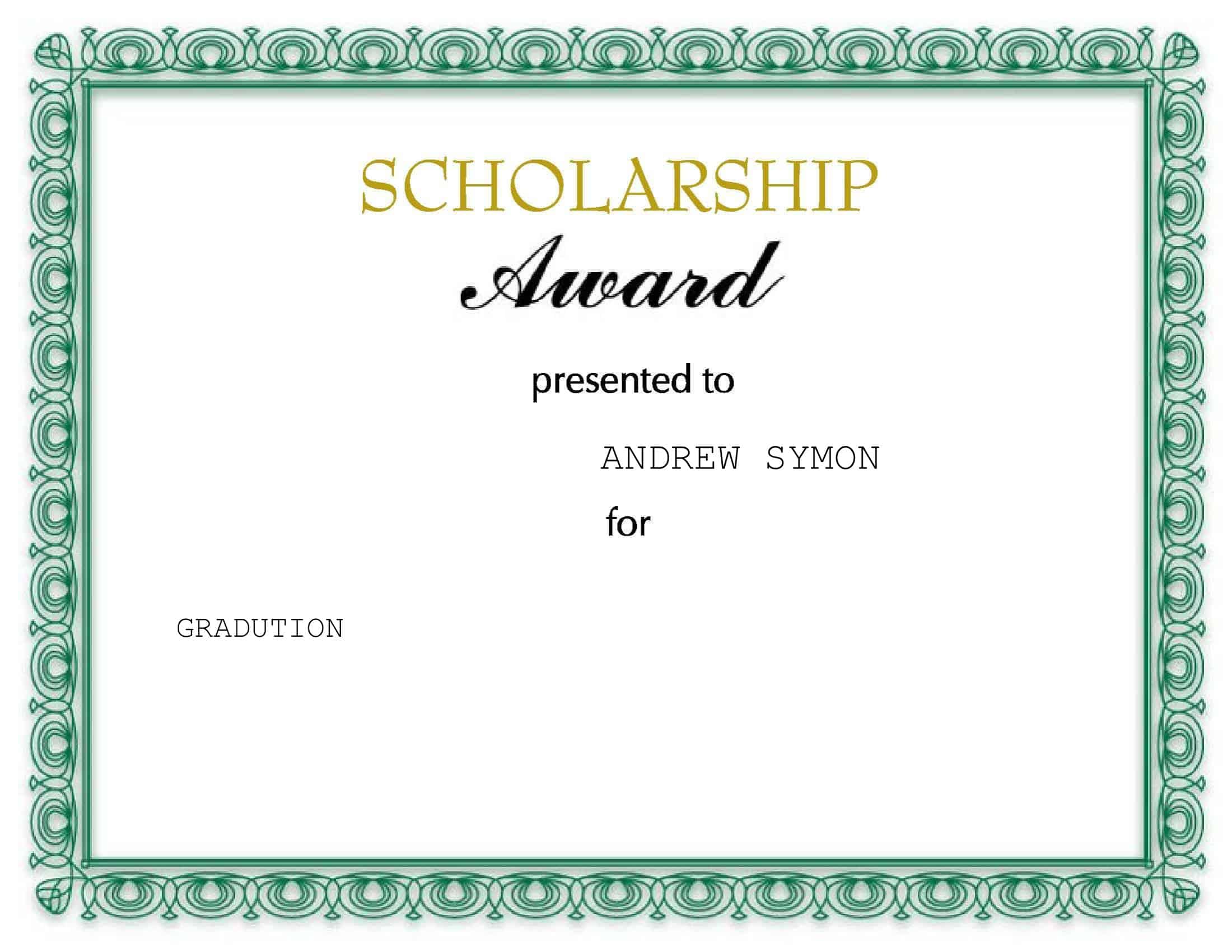 Editable Scholarship Certificate in PDF Editable Scholarship Certificate in PDF