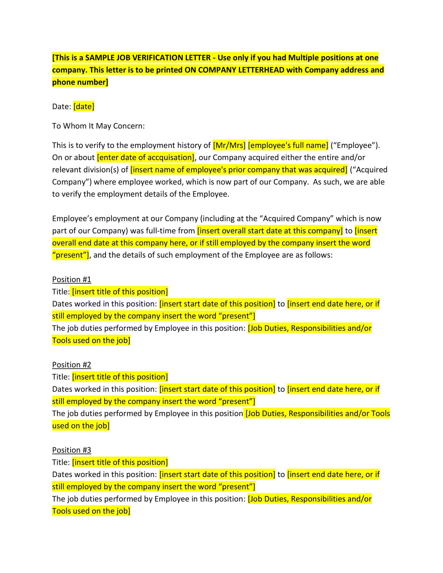 Employment Confirmation Letter Template Employment Confirmation Letter Template