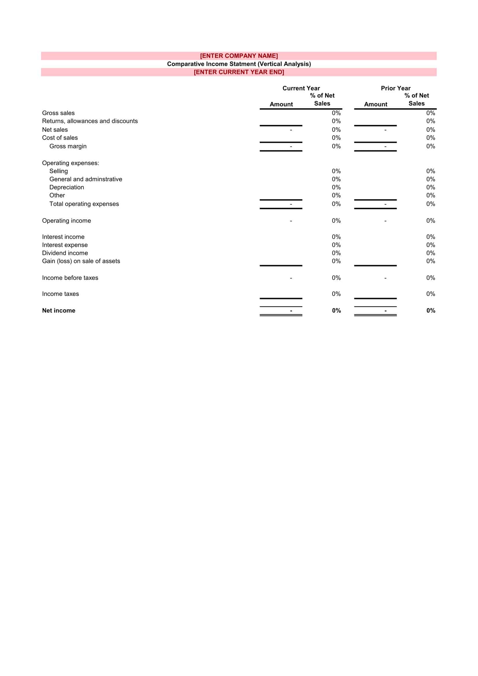 Free Printable Income Statement Templates [Excel, Word, PDF]