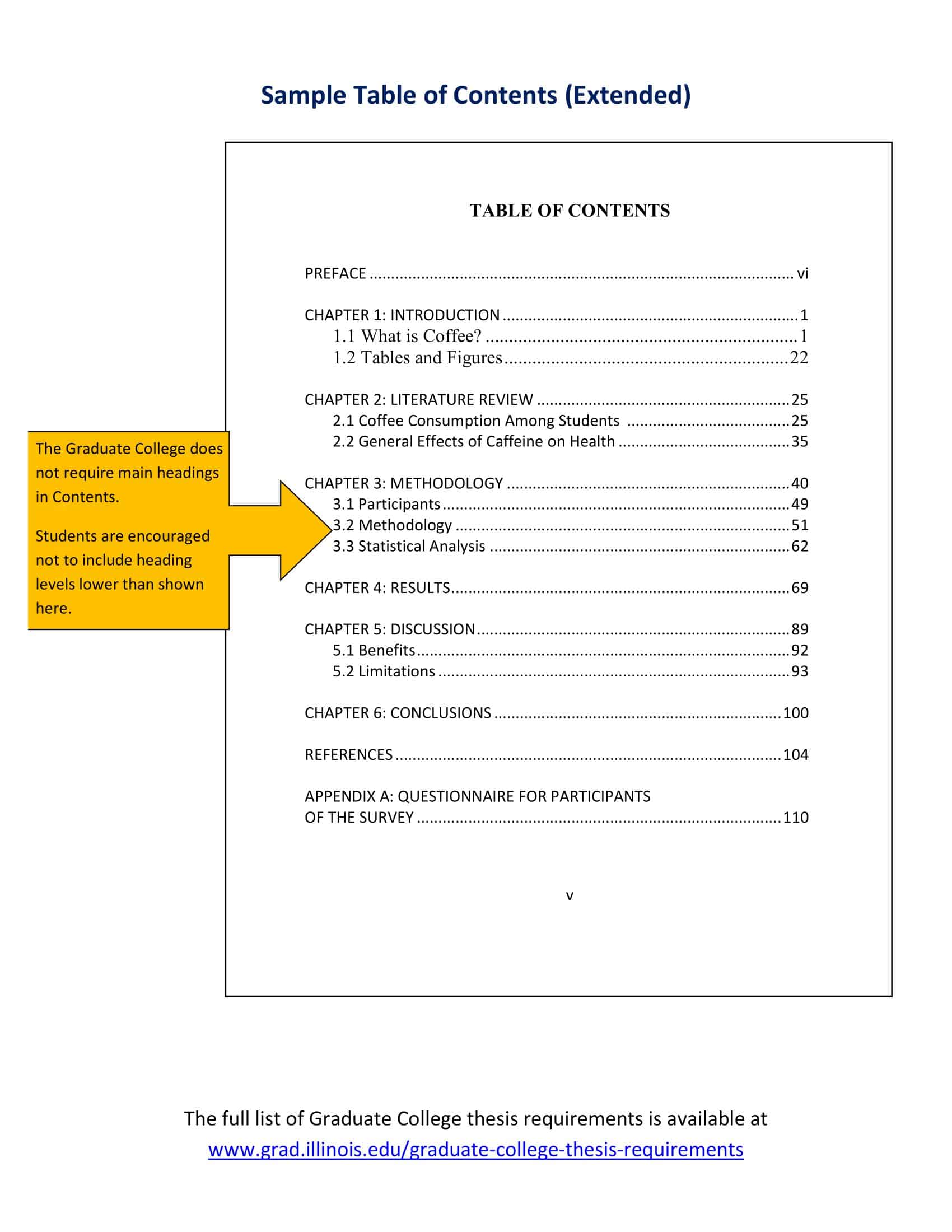 Example of Table of Contents in Word Example of Table of Contents in Word
