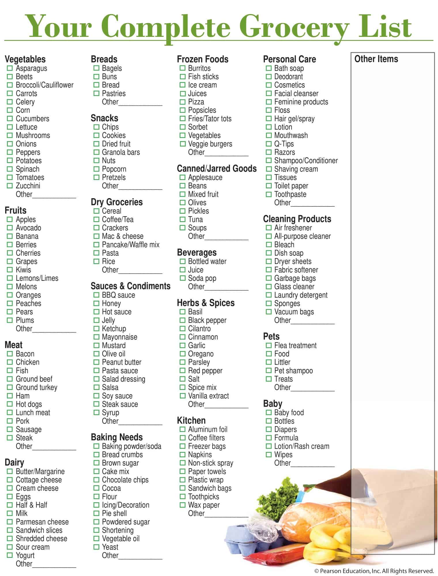 Excel Grocery List Printable Excel Grocery List Printable