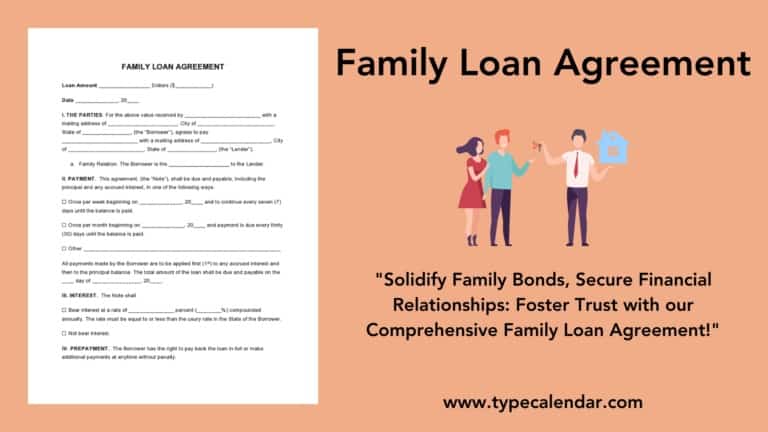 Free Printable Family Loan Agreement Templates [PDF, Word, Excel]