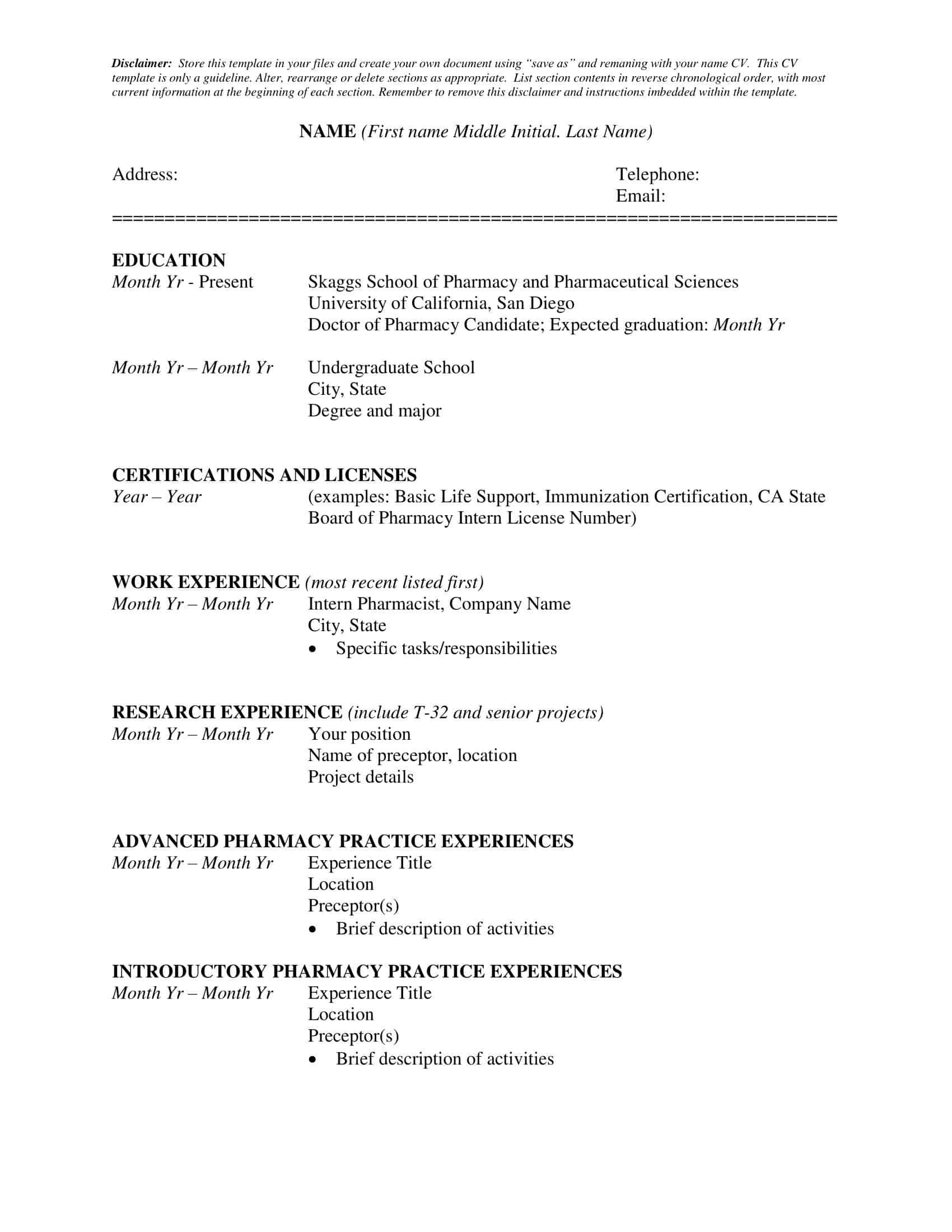 Fillable Blank Curriculum Vitae Fillable Blank Curriculum Vitae