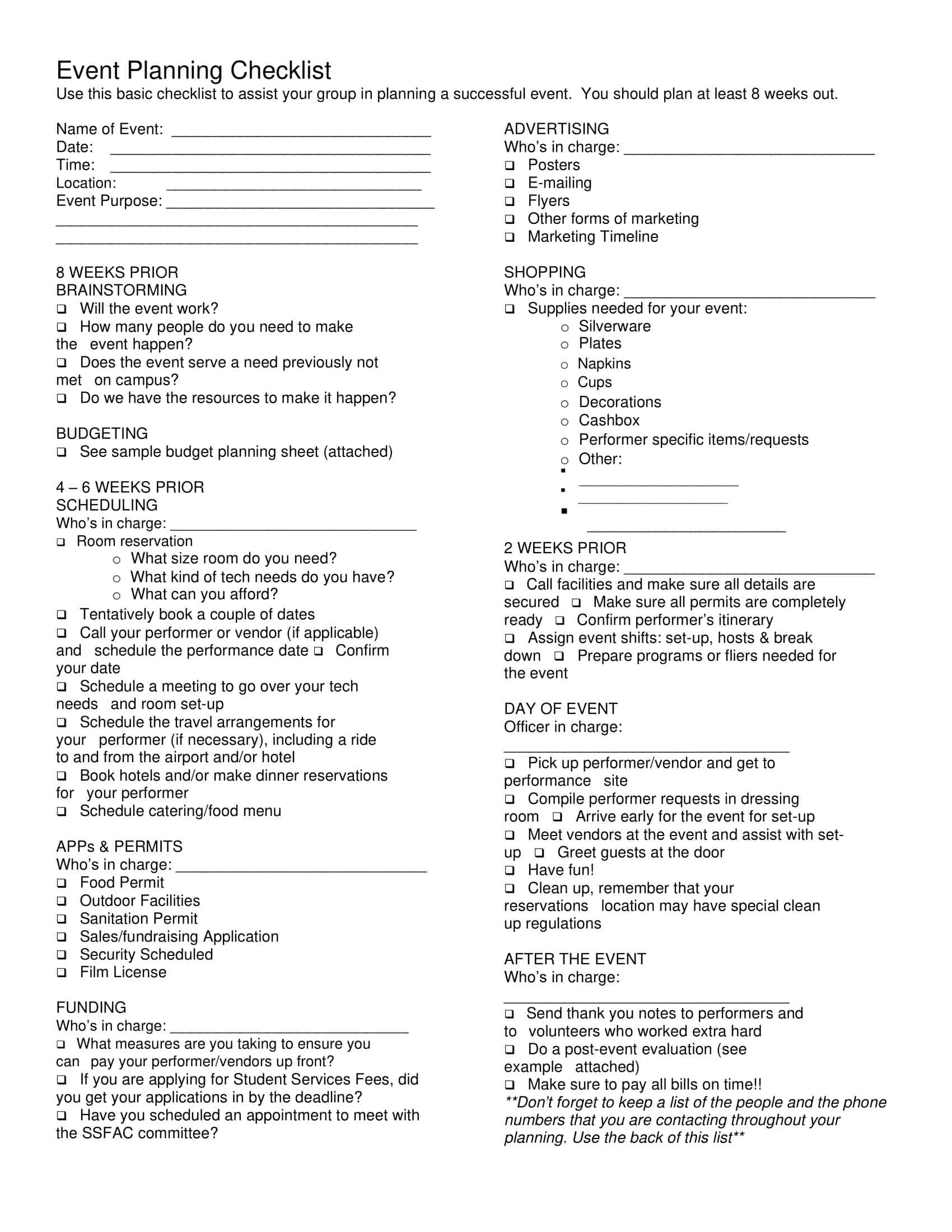 Fillable Event Planning Word Fillable Event Planning Word