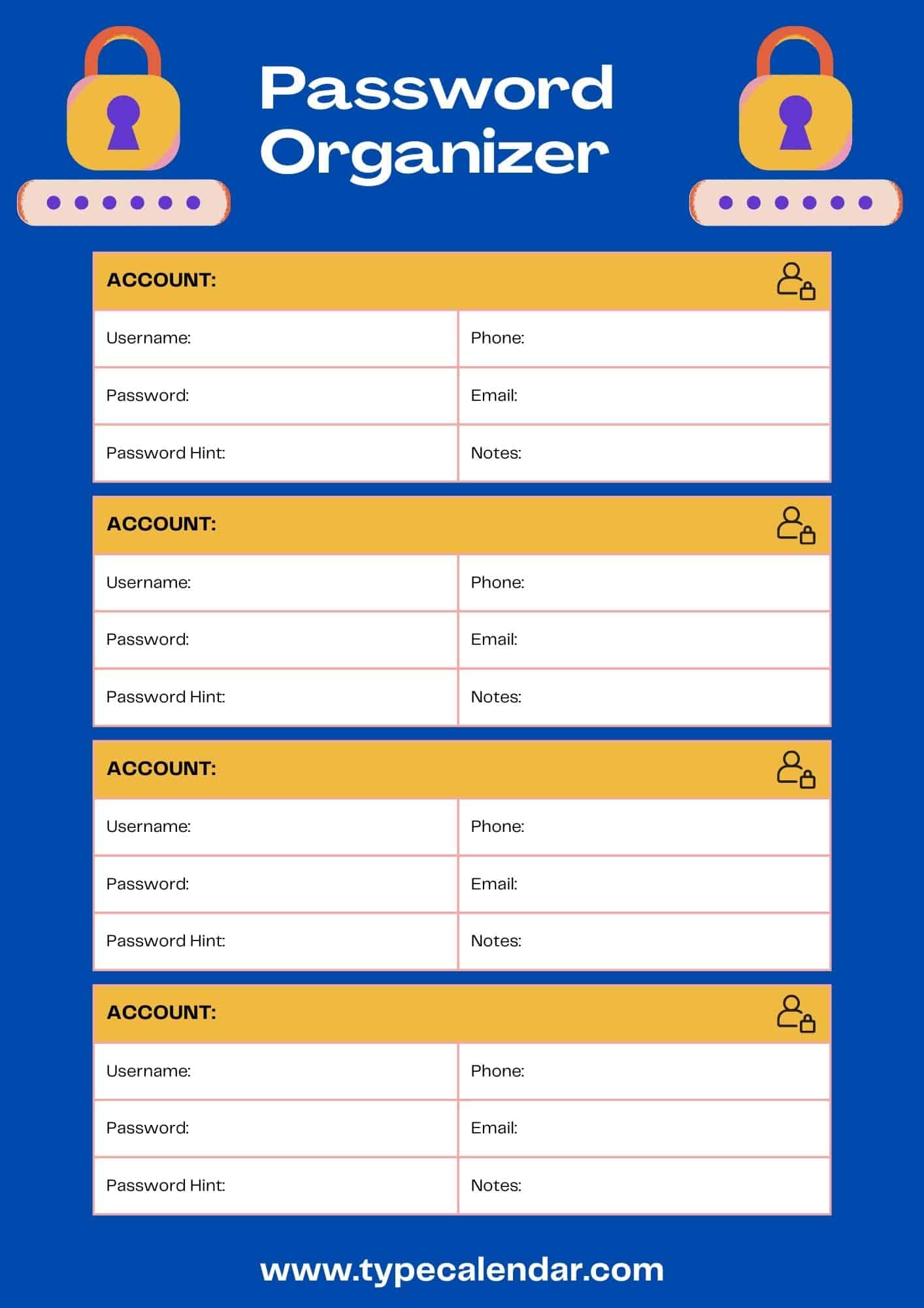 Free Printable Password List Templates Excel PDF Alphabetical Free Printable Password List Templates Excel PDF Alphabetical
