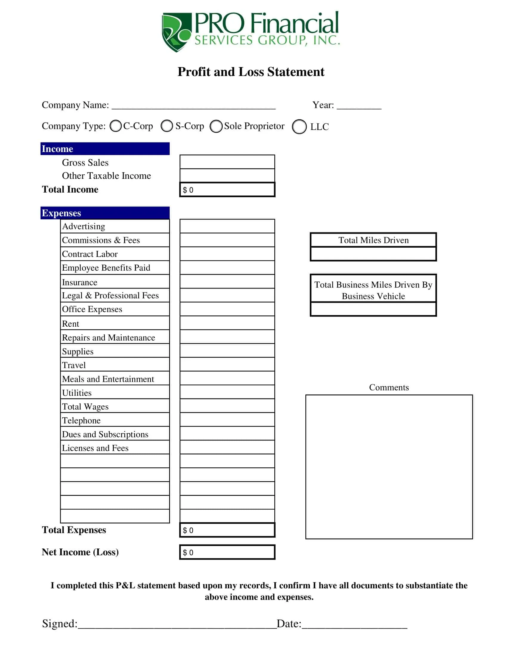 Fillable Profit and Loss Statement Excel Fillable Profit and Loss Statement Excel