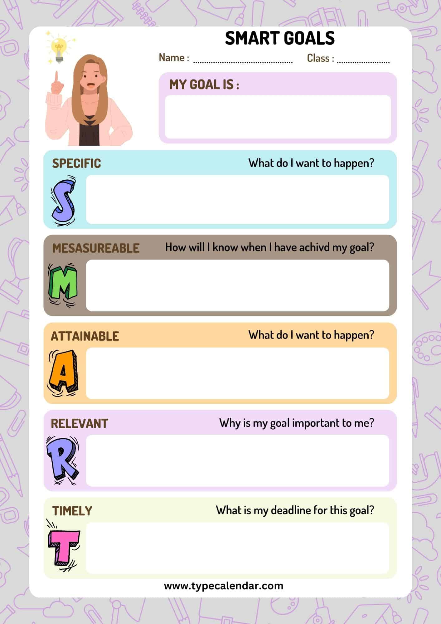 Printable Smart Goals Worksheet Printable Smart Goals Worksheet
