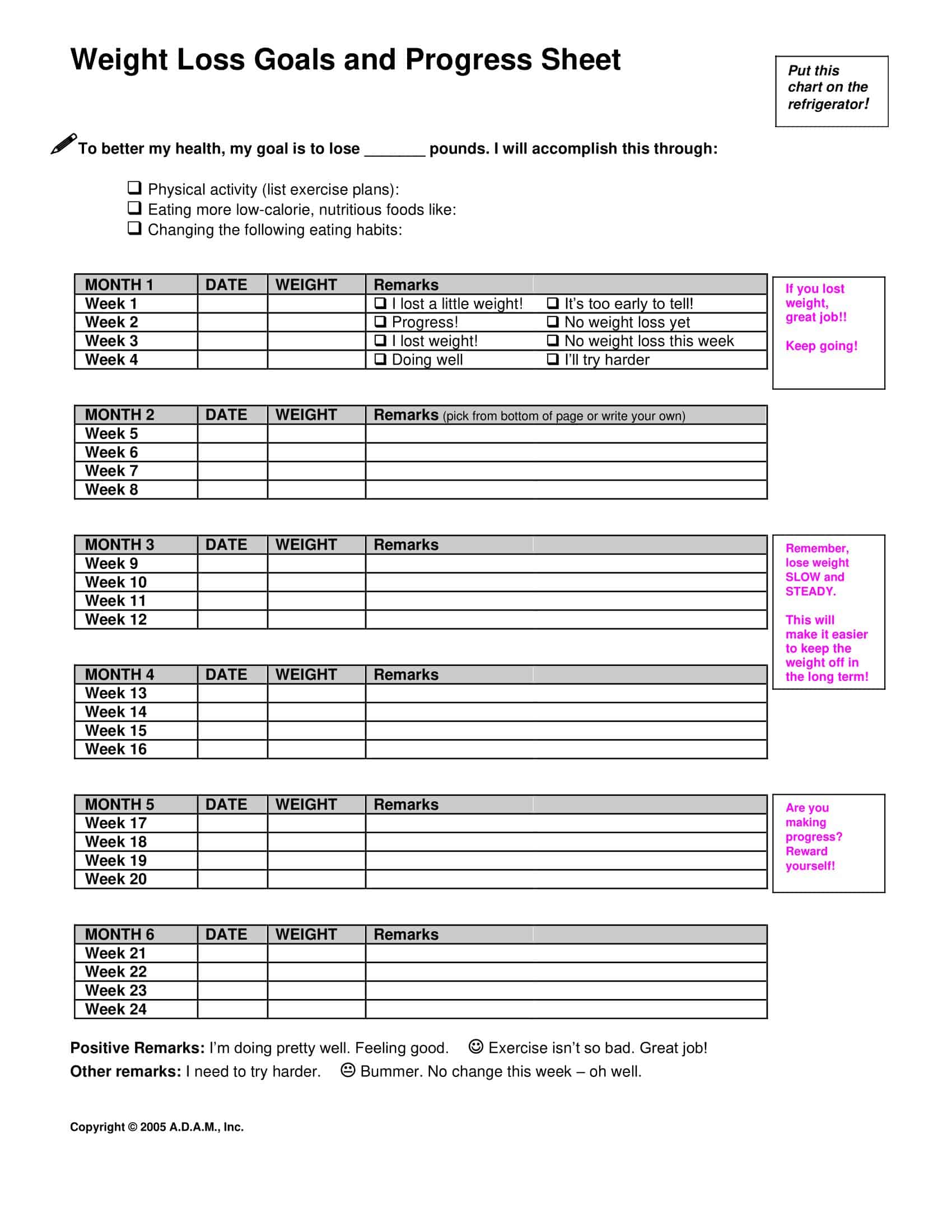 Fillable Weight Loss Tracker Form Fillable Weight Loss Tracker Form