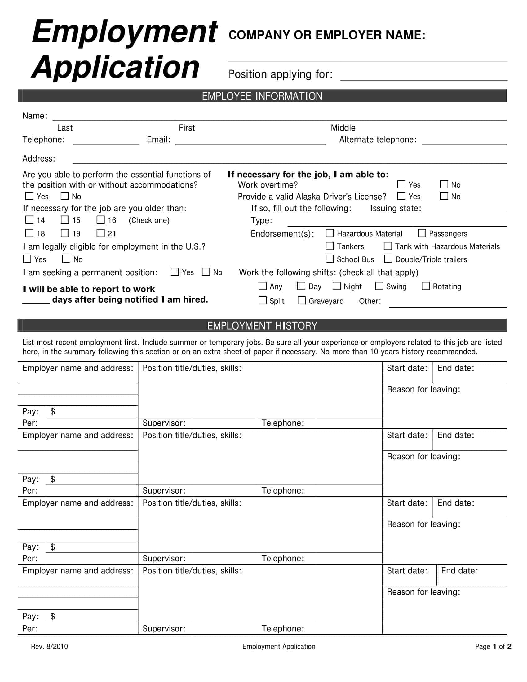 Free Printable Employment Job Application Form Template Apply With Ease Free Printable Employment Job Application Form Template Apply With Ease