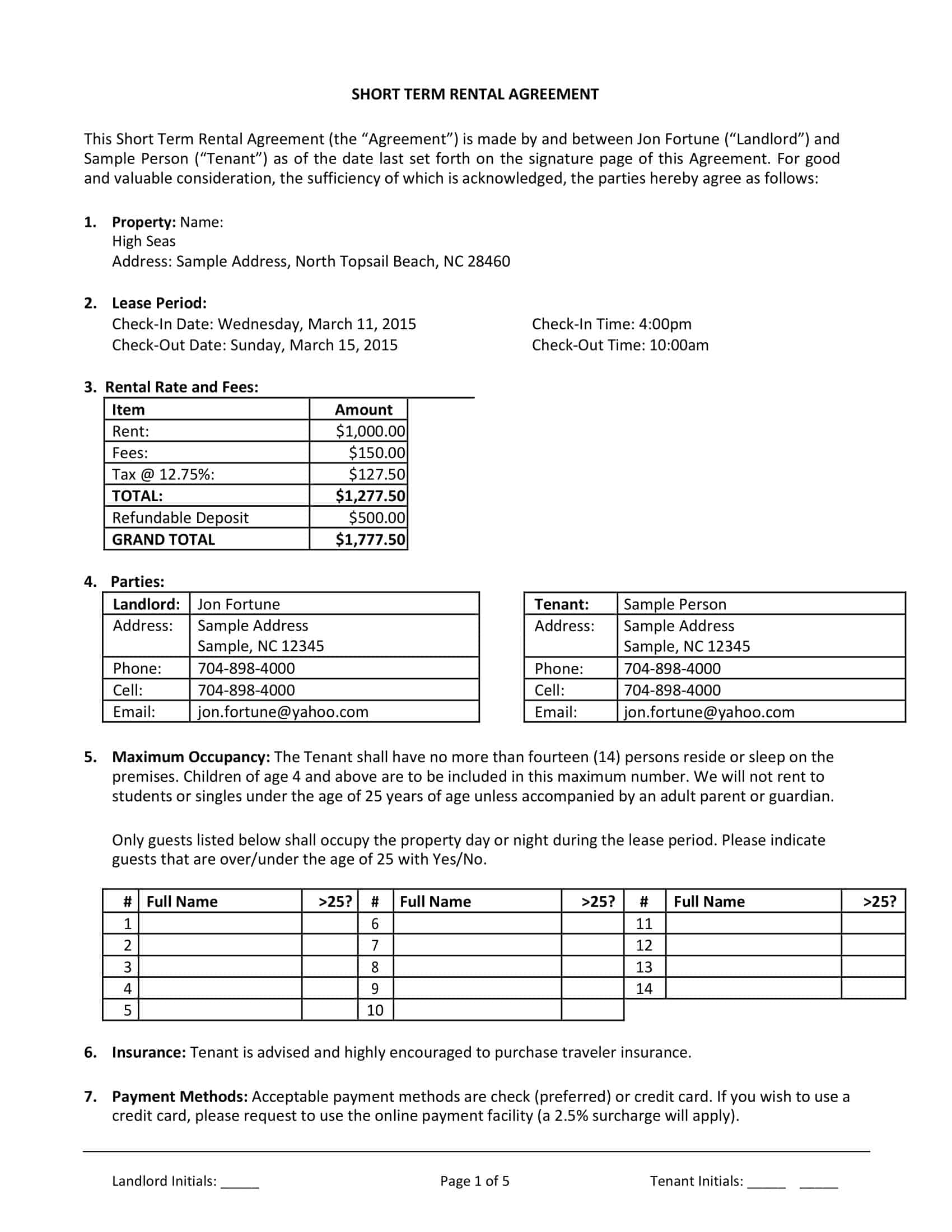 Flexible Short Term Rental Agreement Flexible Short Term Rental Agreement