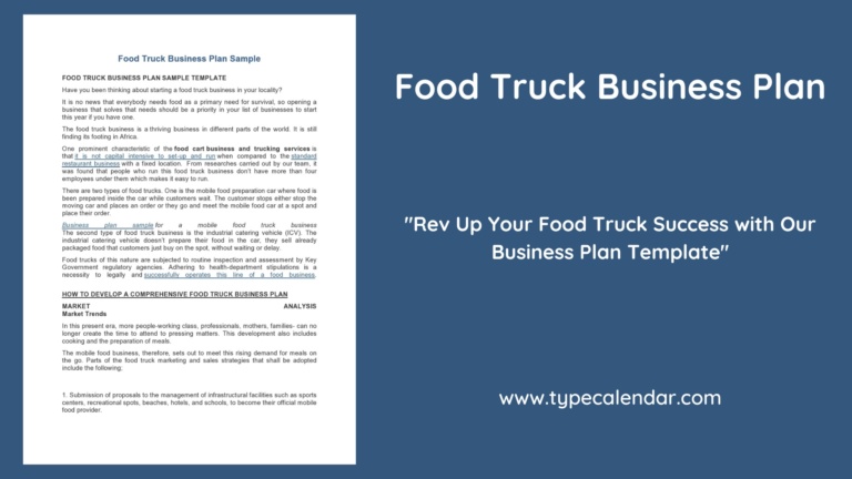 Free Printable  Food Truck Business Plan Templates