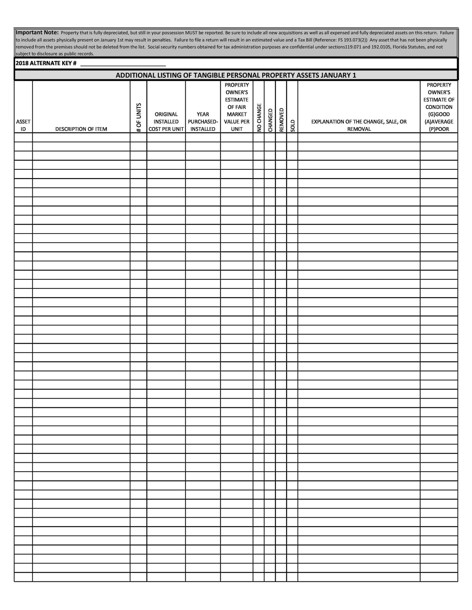 Free Asset List PDF Free Asset List PDF