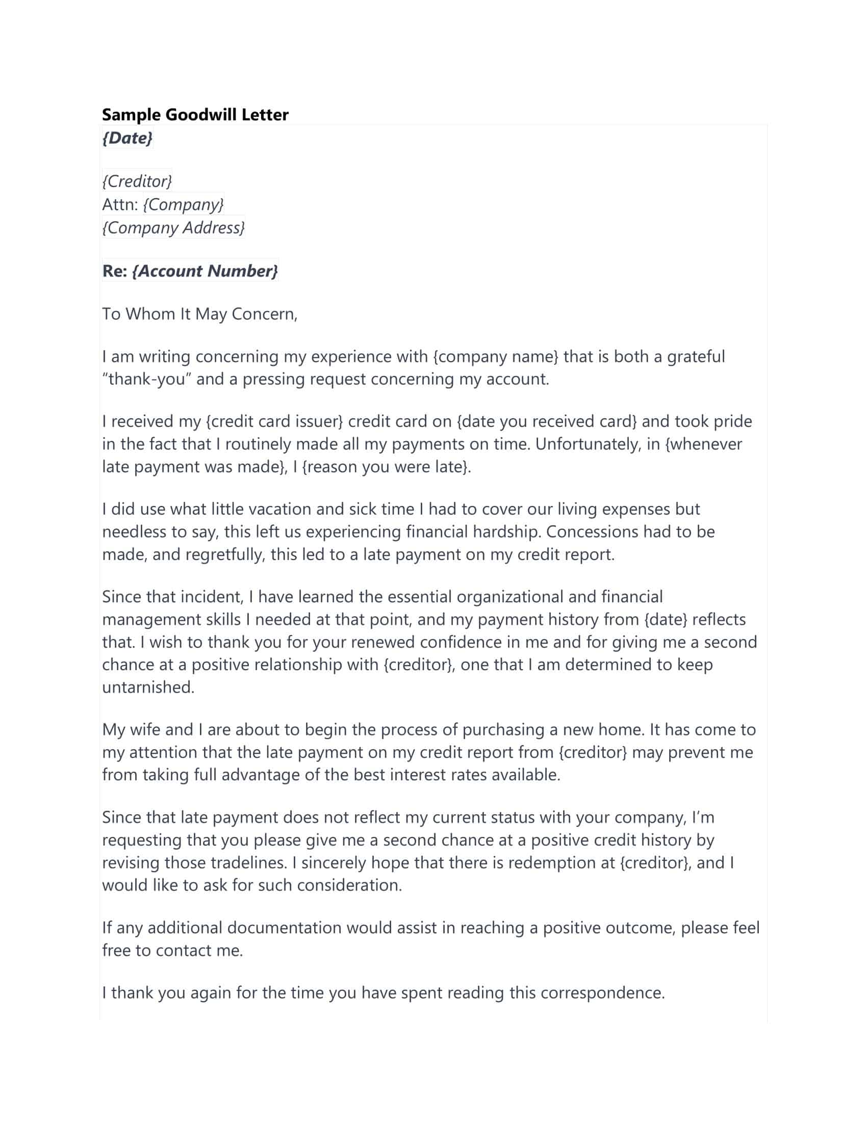 Free Blank Goodwill Letter Free Blank Goodwill Letter