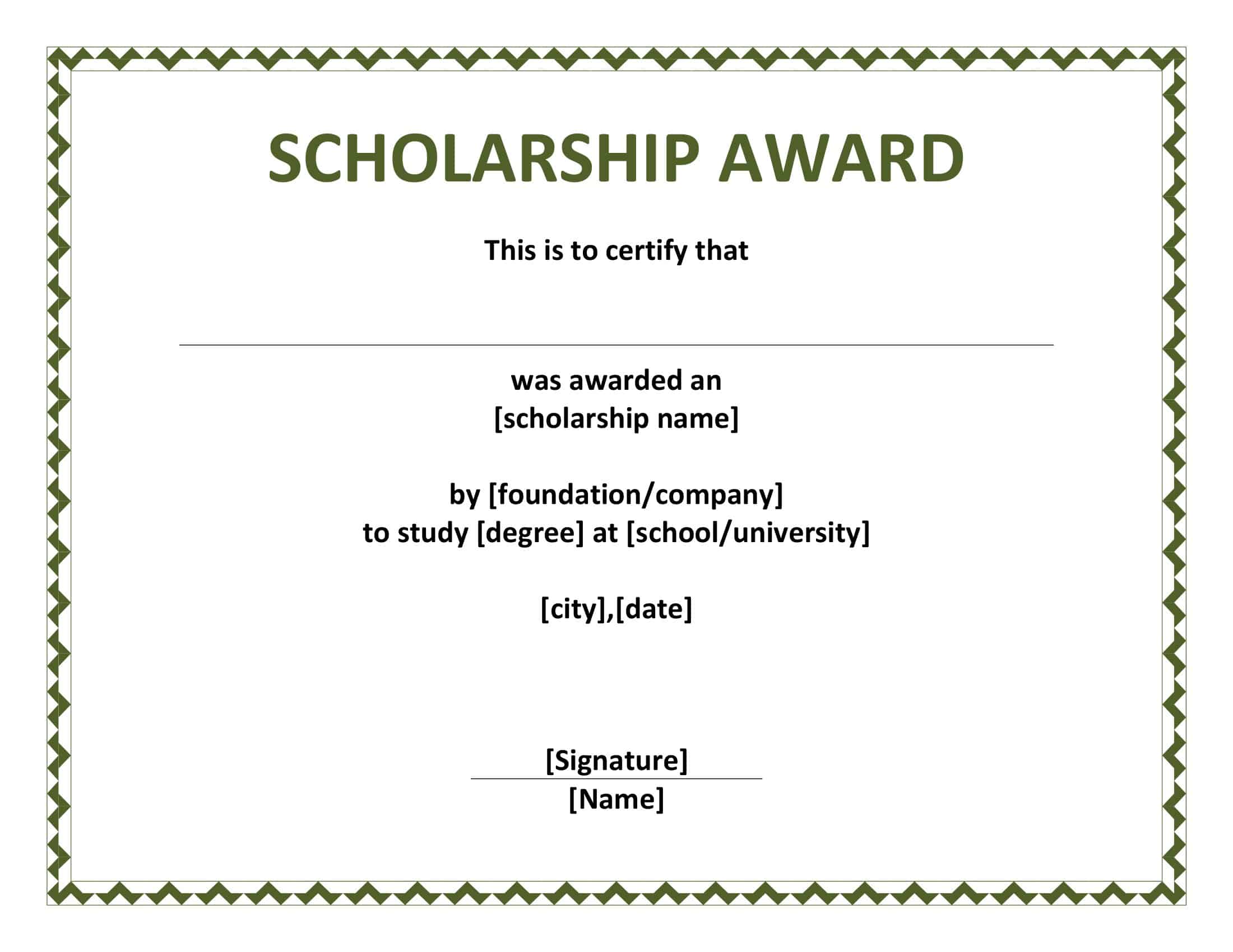 Free Blank Scholarship Certificate PDF Free Blank Scholarship Certificate PDF