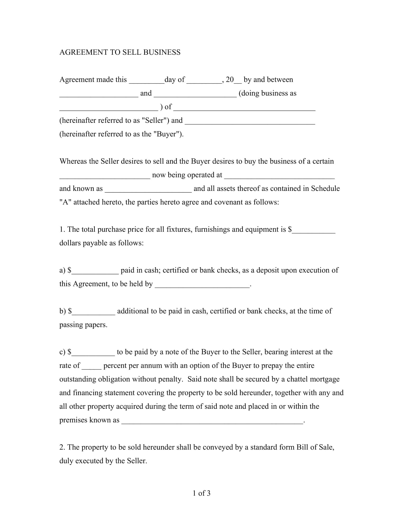 Free Business Purchase Contract Template Free Business Purchase Contract Template