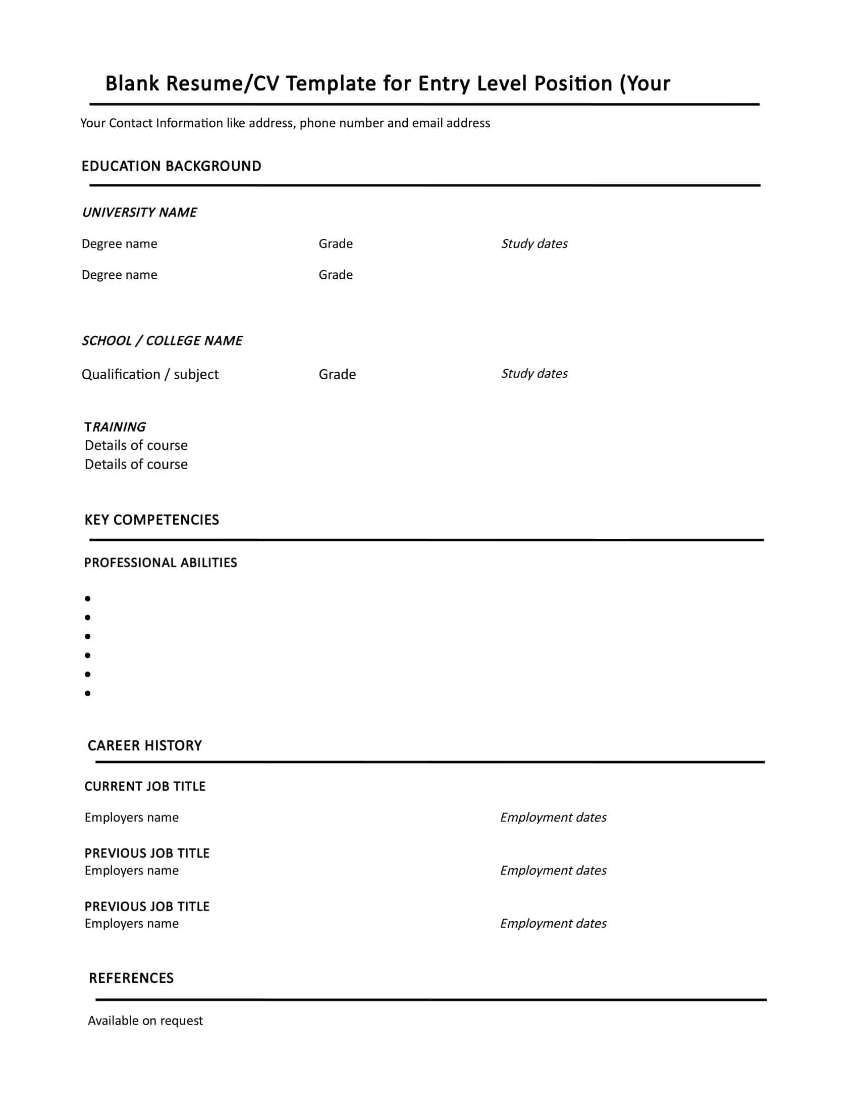 Free Curriculum Vitae Free Curriculum Vitae