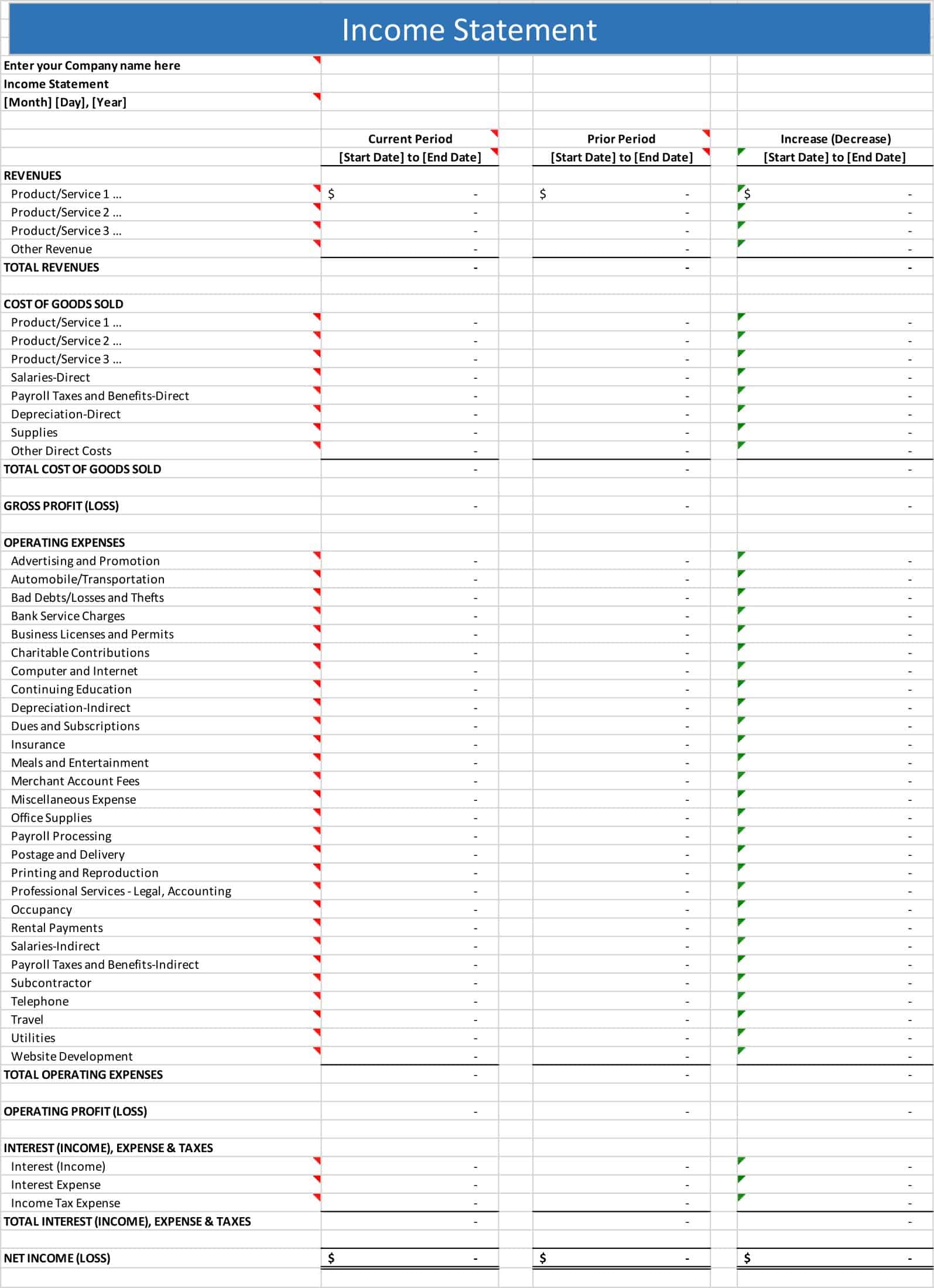 Free Printable Income Statement Templates [Excel, Word, PDF]