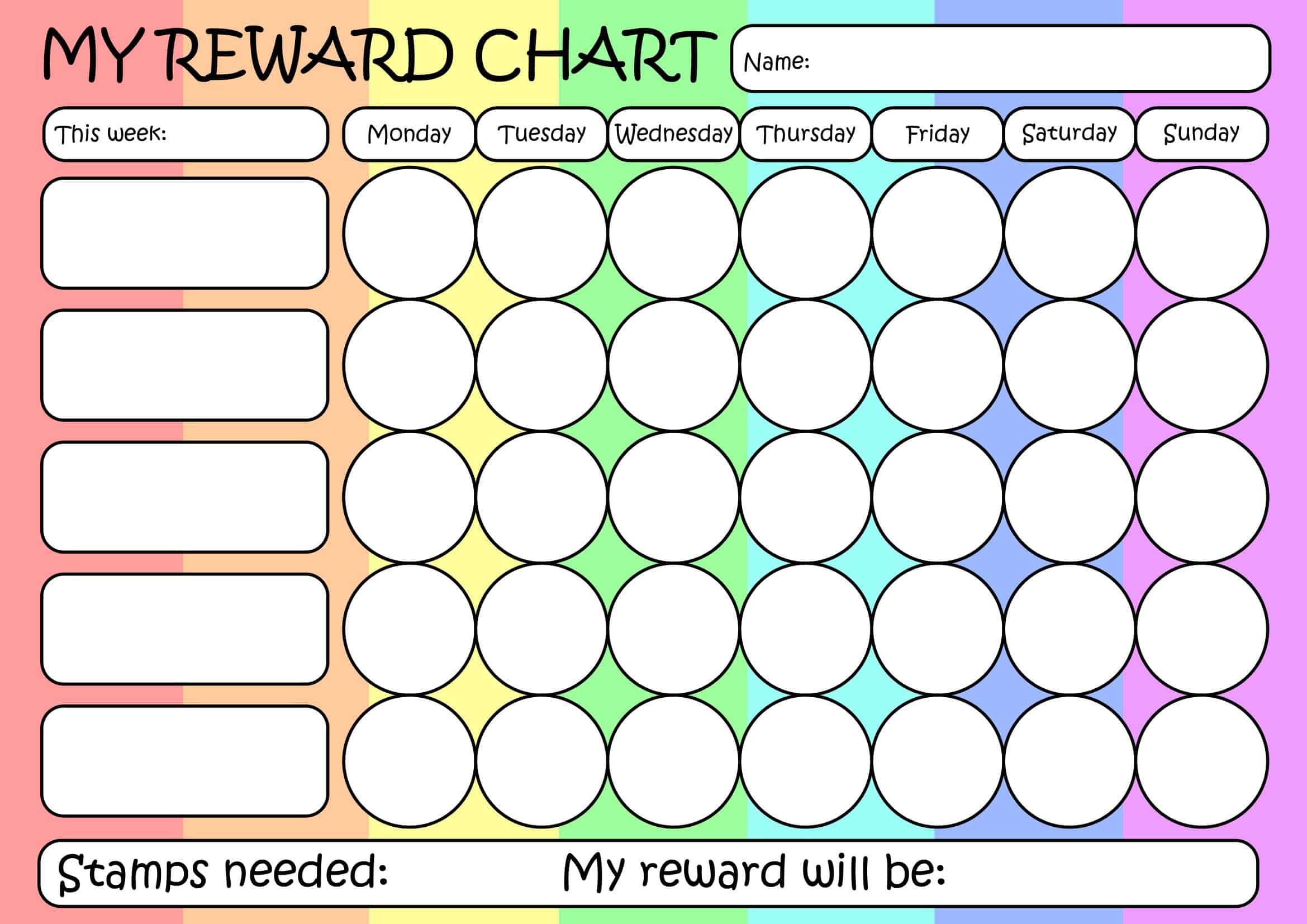 free printable reward chart templates [word, pdf] teachers