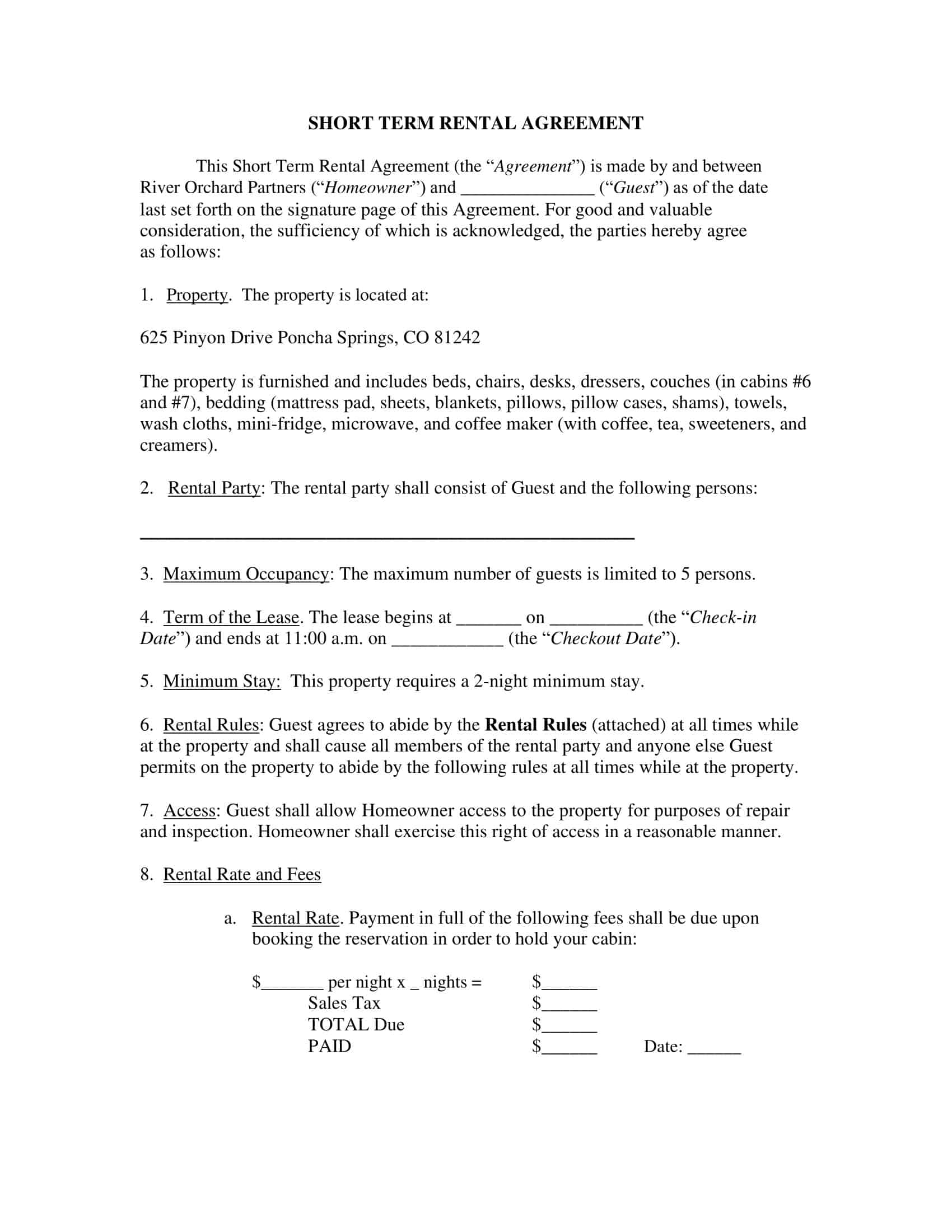 Free Downloadable Short Term Rental Agreement Free Downloadable Short Term Rental Agreement