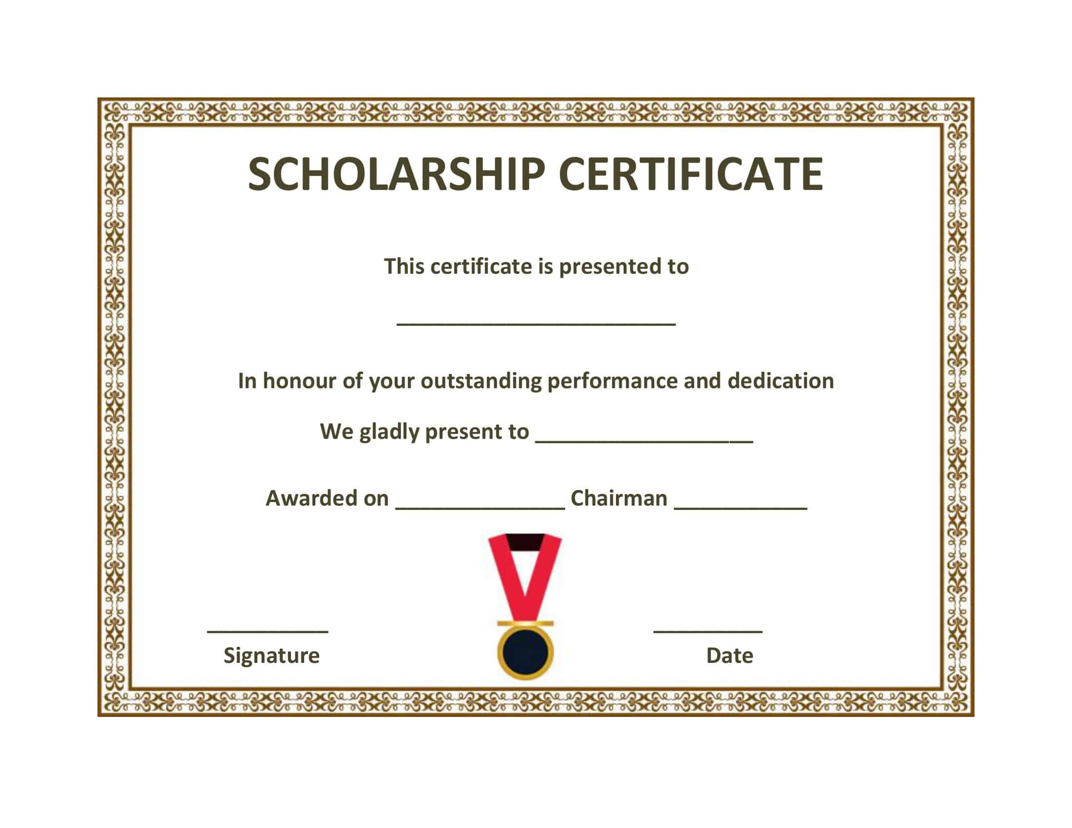 Free Editable Scholarship Certificate Free Editable Scholarship Certificate