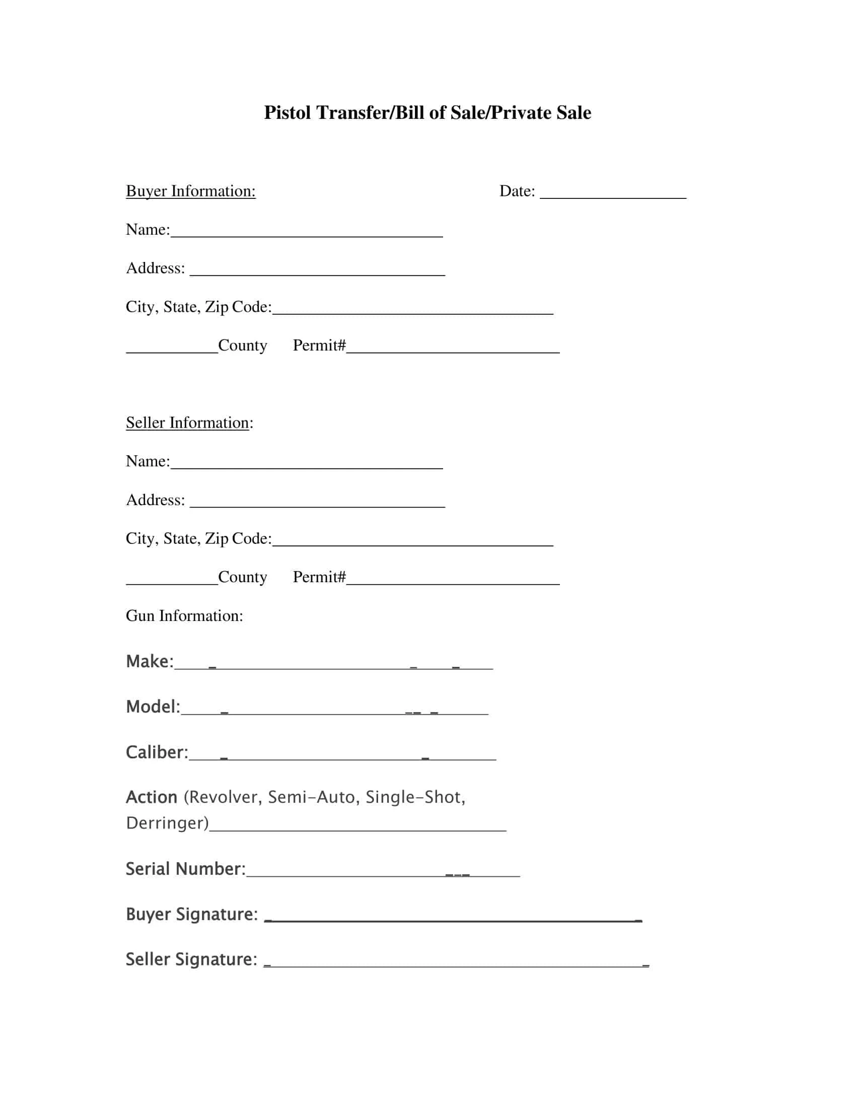 Free Example Firearm Bill of Sale Template Free Example Firearm Bill of Sale Template