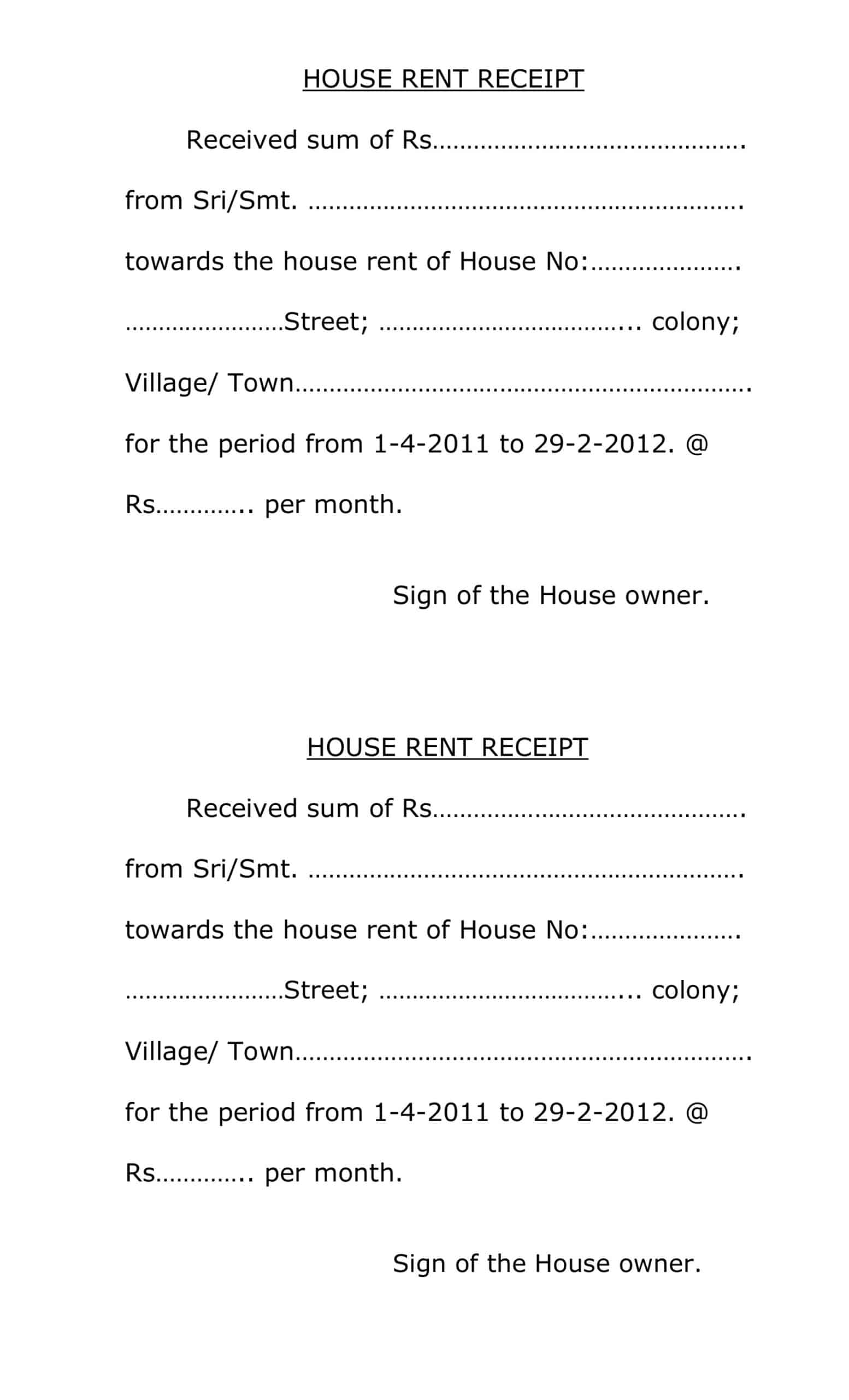 Free Example Rent Receipt Free Example Rent Receipt