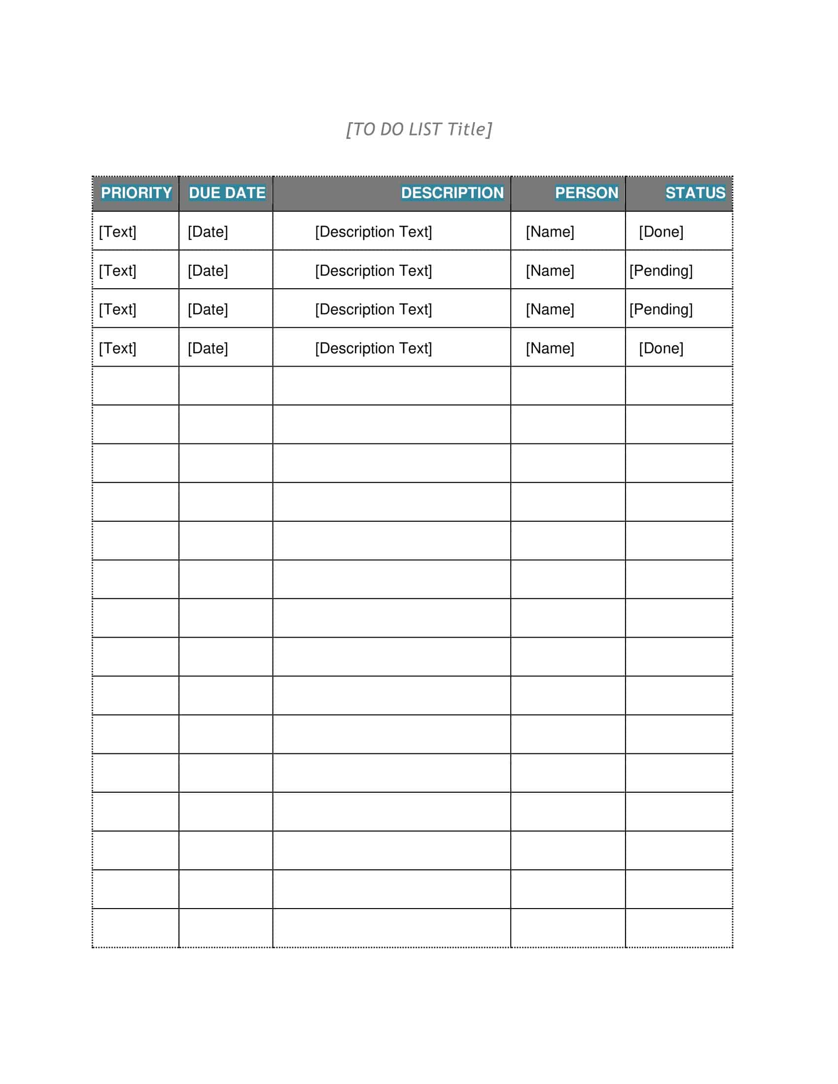 Free Printable To Do List Checklist Templates Word PDF Excel 