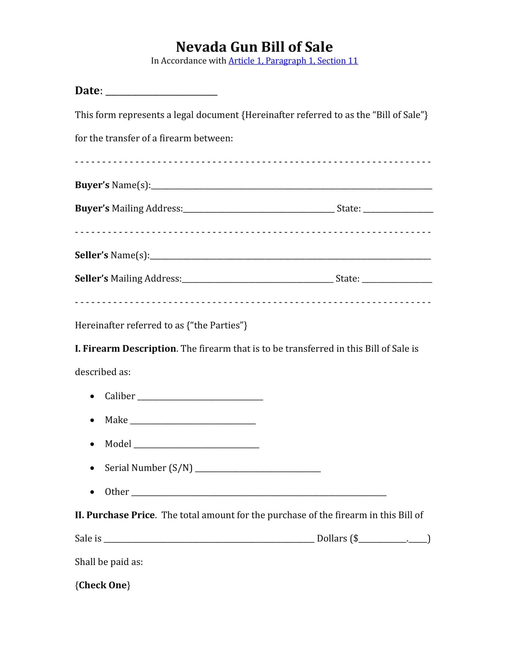 Free Firearm Bill of Sale PDF Free Firearm Bill of Sale PDF