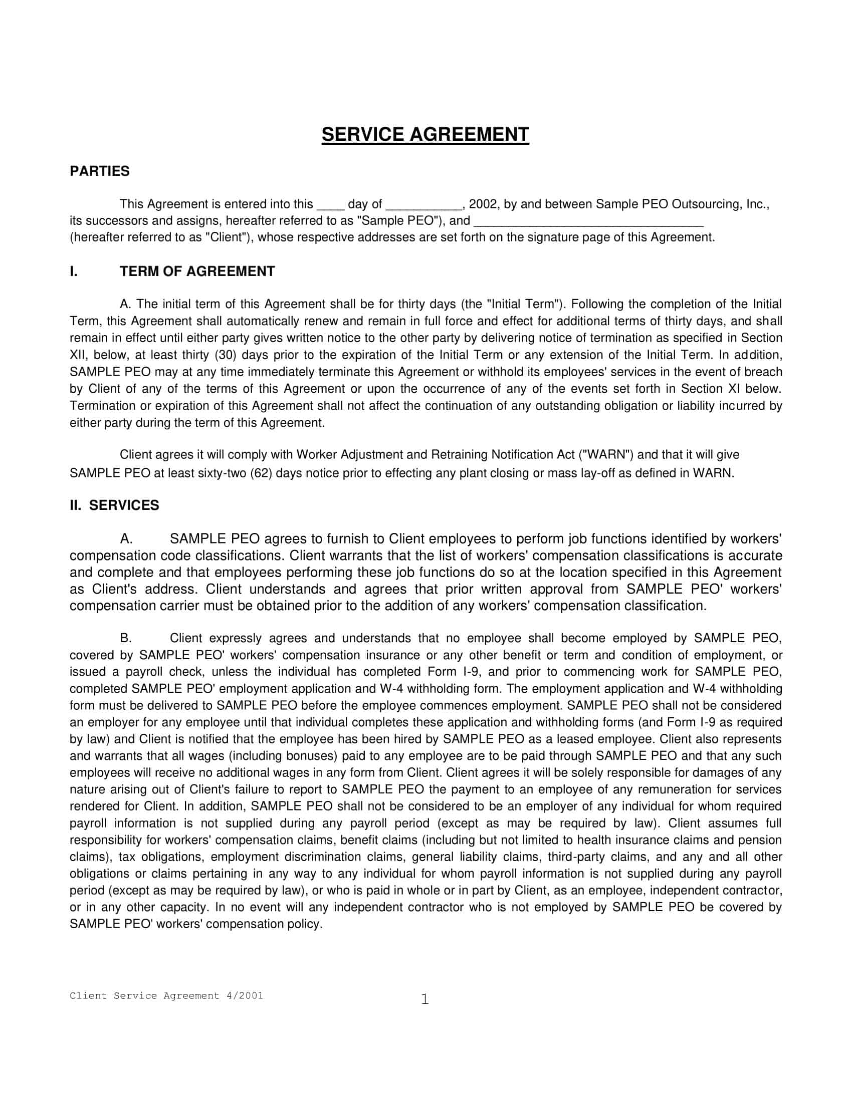 Free Online Service Agreement Sample Free Online Service Agreement Sample