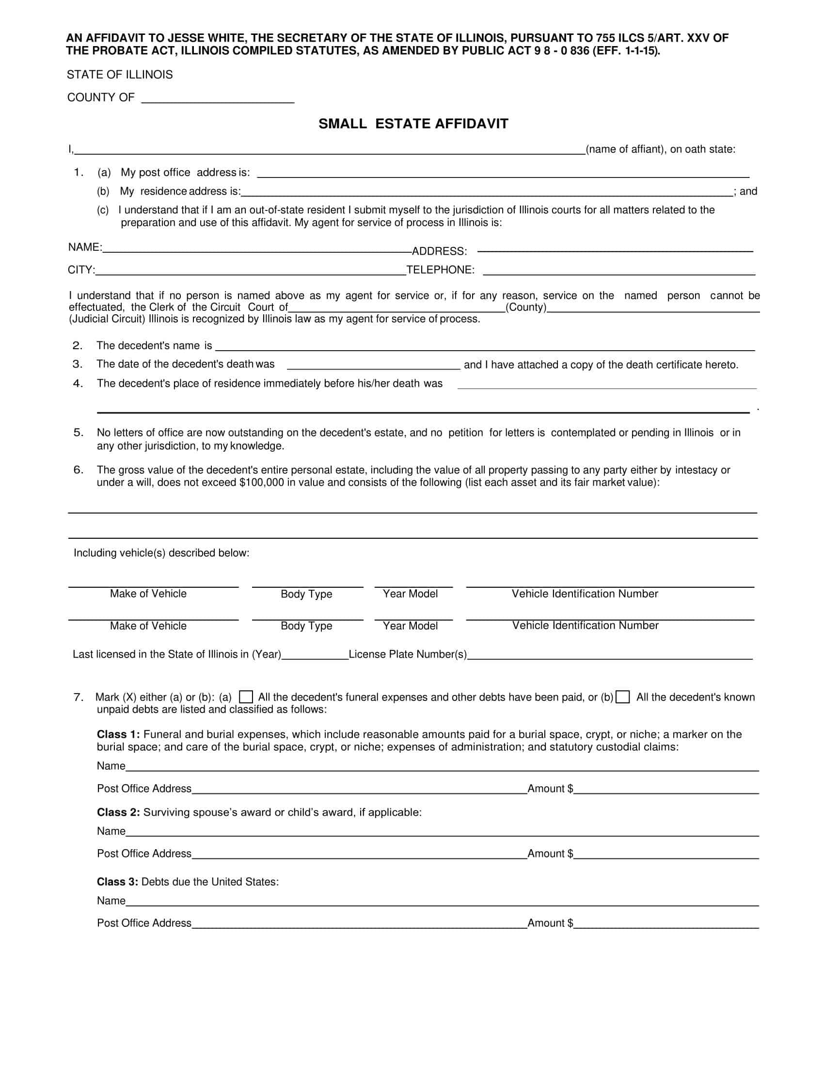 Free Online Small Estate Affidavit Form Free Online Small Estate Affidavit Form