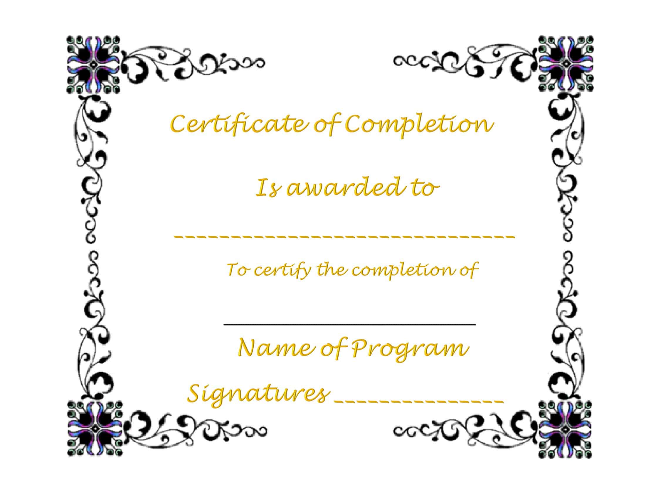 Free PDF Word Certificate of Completion Free PDF Word Certificate of Completion