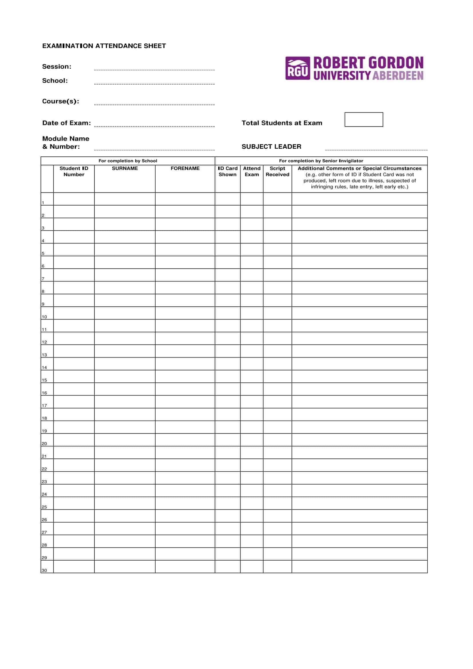 Free Printable Attendance Sheet Templates [Word, Excel, PDF]