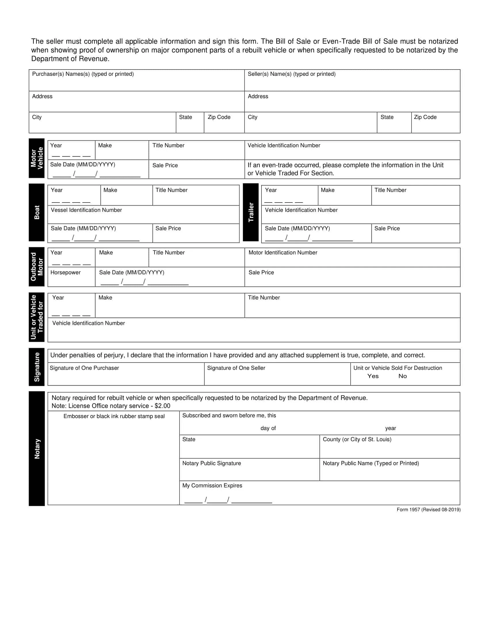 Free Printable Bill of Sale for a Car Free Printable Bill of Sale for a Car