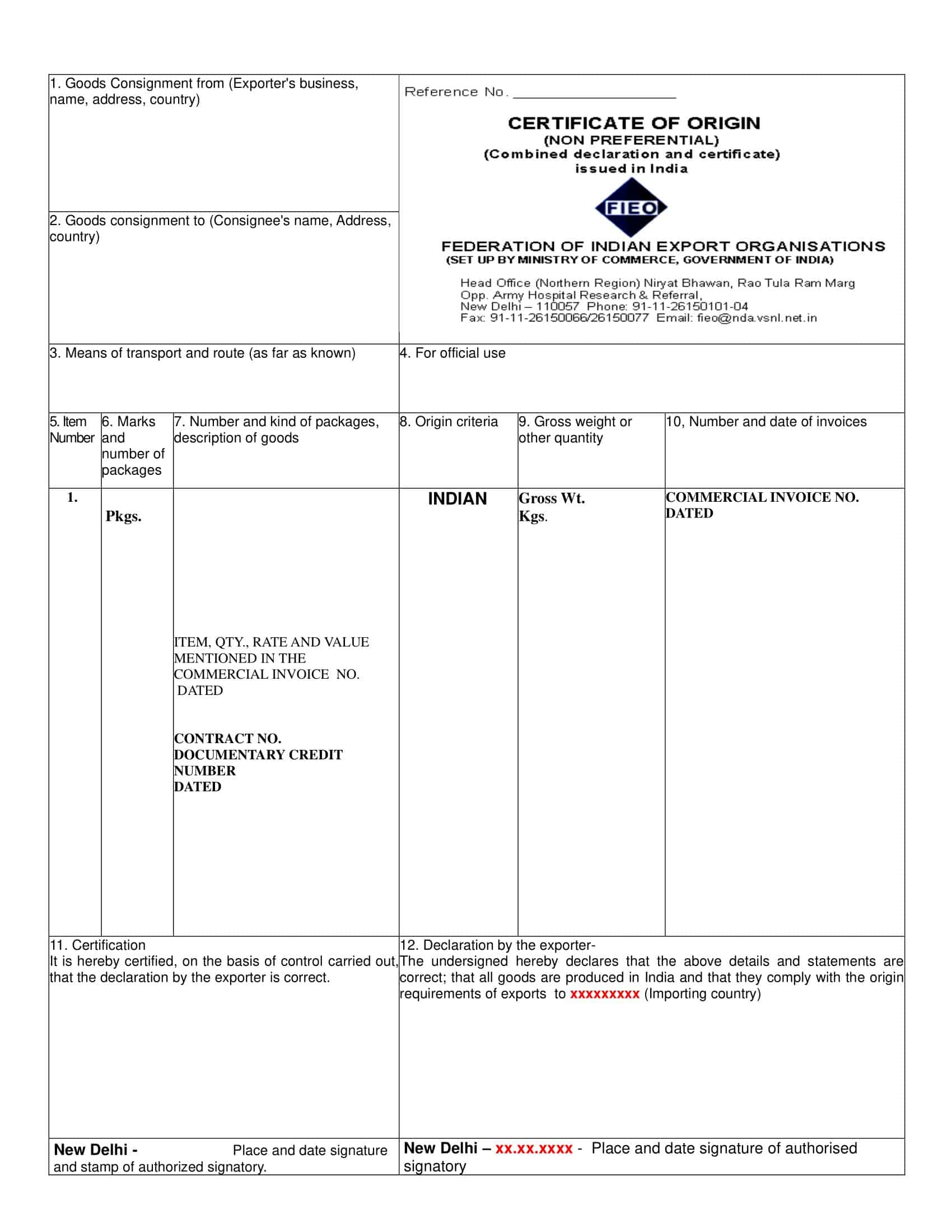 Free Printable Certificate of Origin PDF Free Printable Certificate of Origin PDF