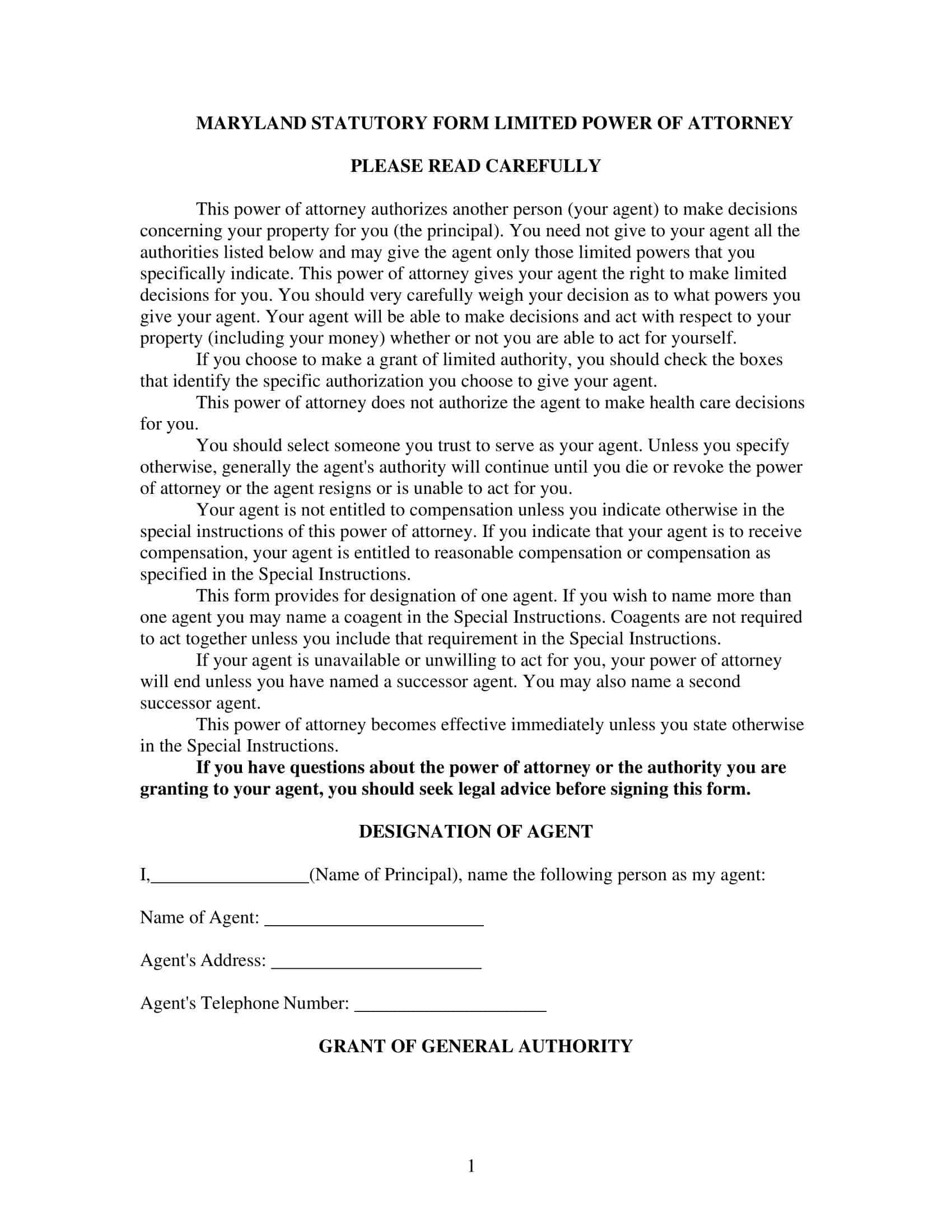 Free Printable Limited Power of Attorney PDF Free Printable Limited Power of Attorney PDF