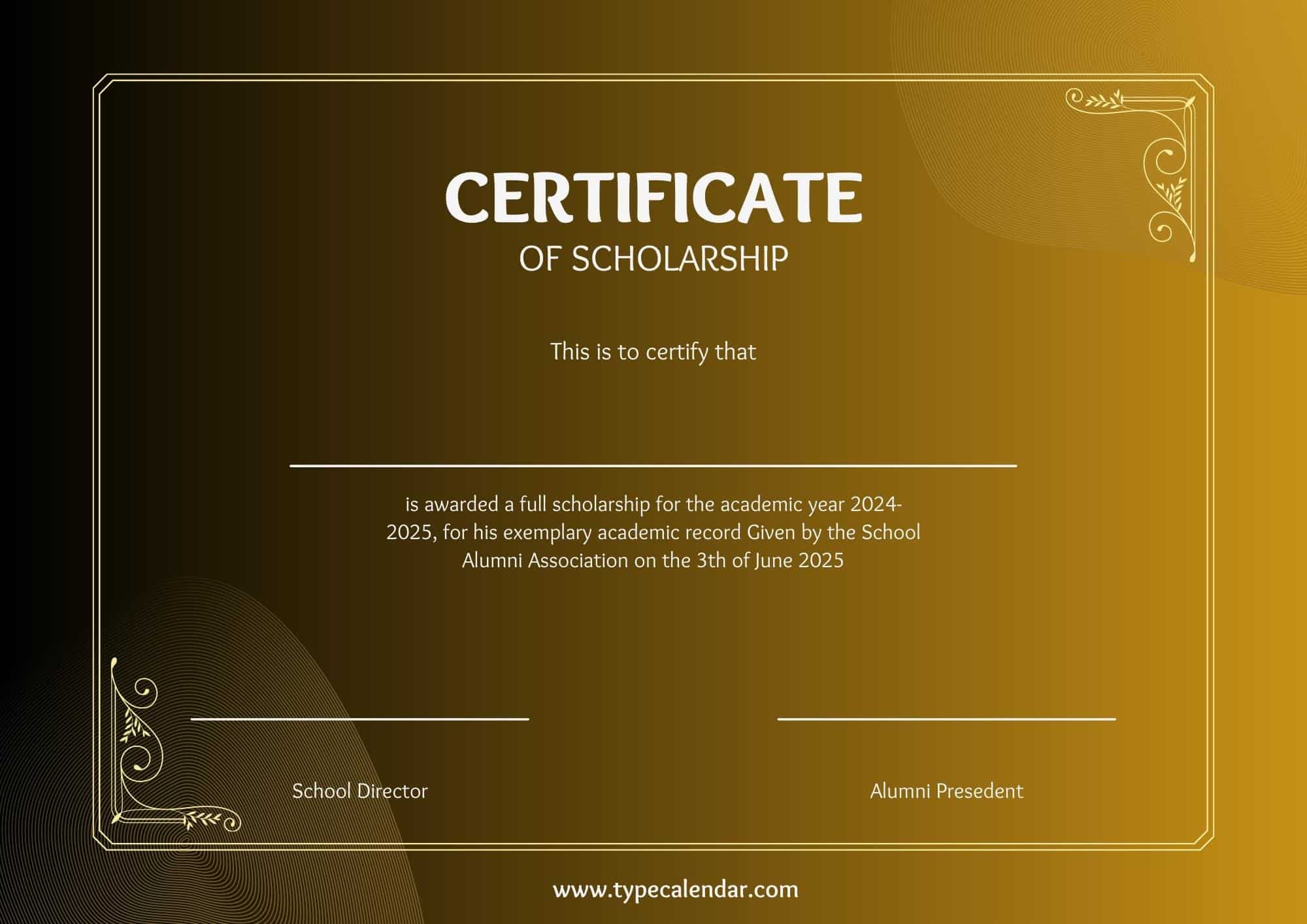 Free Scholarship Certificate Templat Free Scholarship Certificate Templat