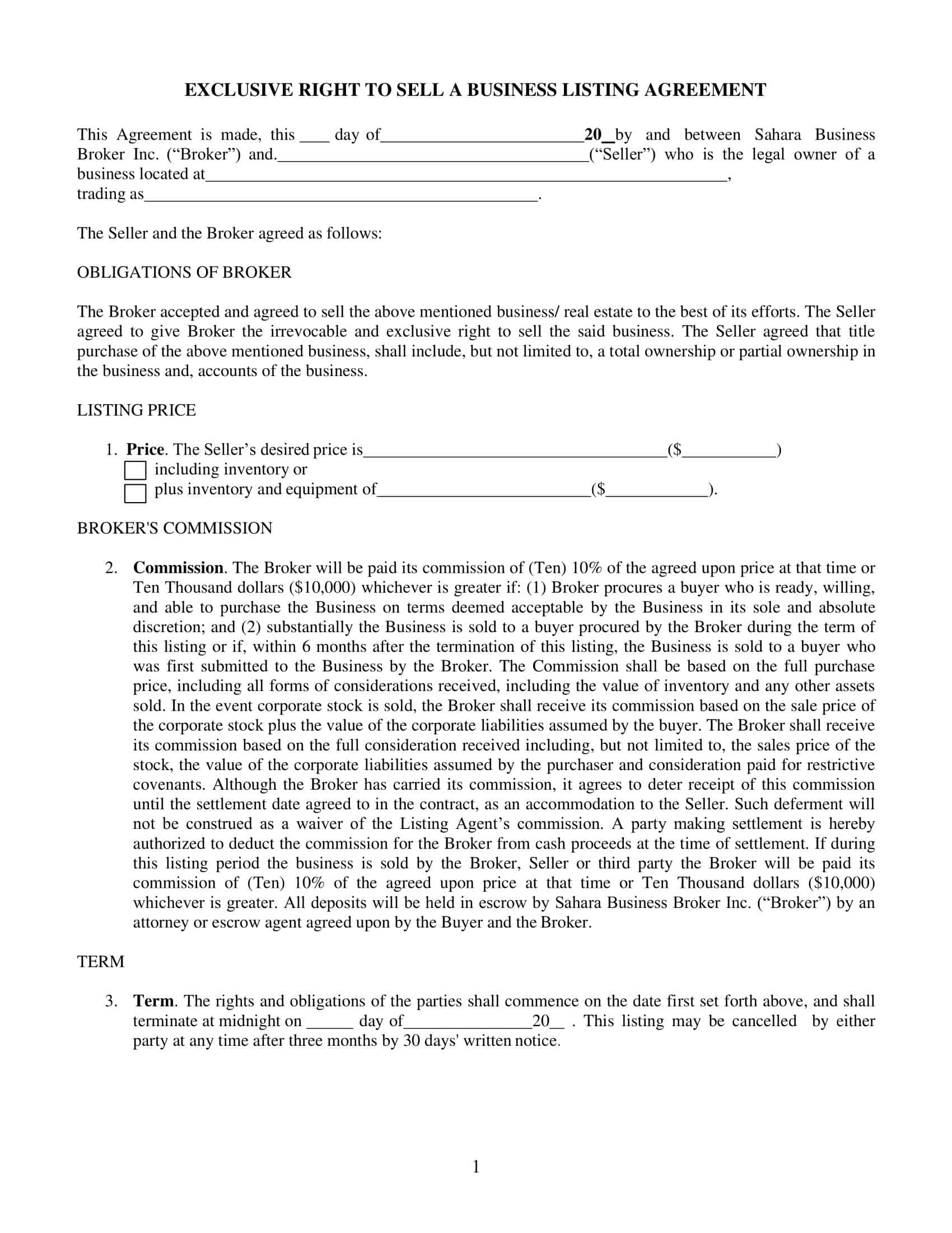 Free Simple Business Purchase Agreement Free Simple Business Purchase Agreement