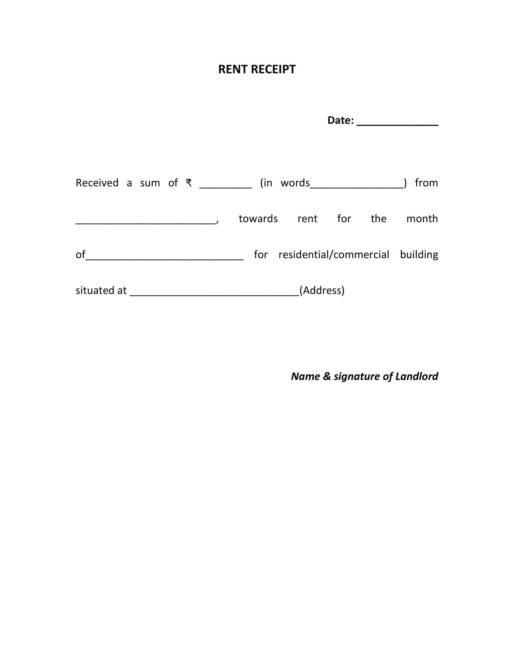 Free Tenant Rent Receipt Free Tenant Rent Receipt