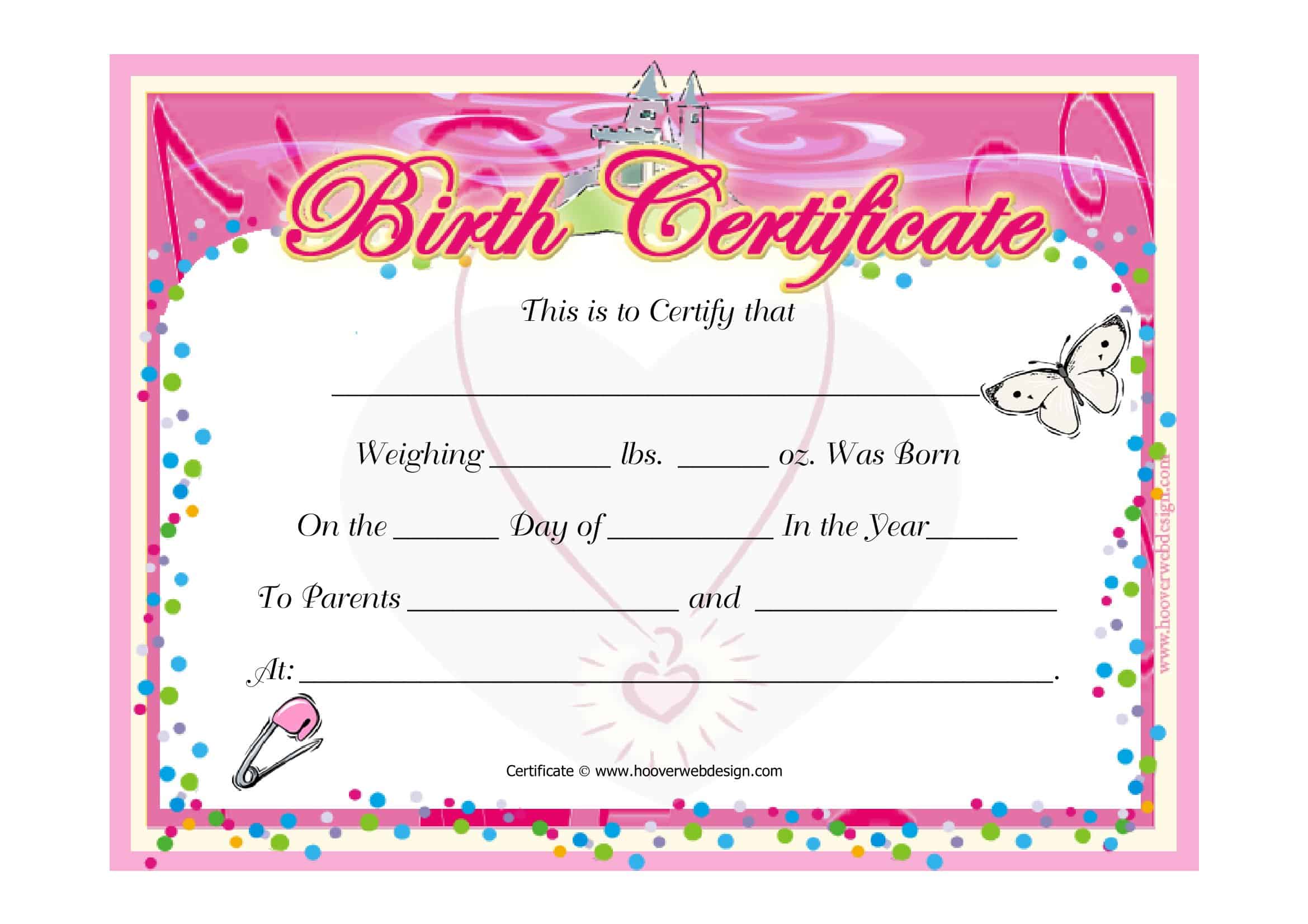 Free Printable Birth Certificate Templates [PDF] Blank, Fillable