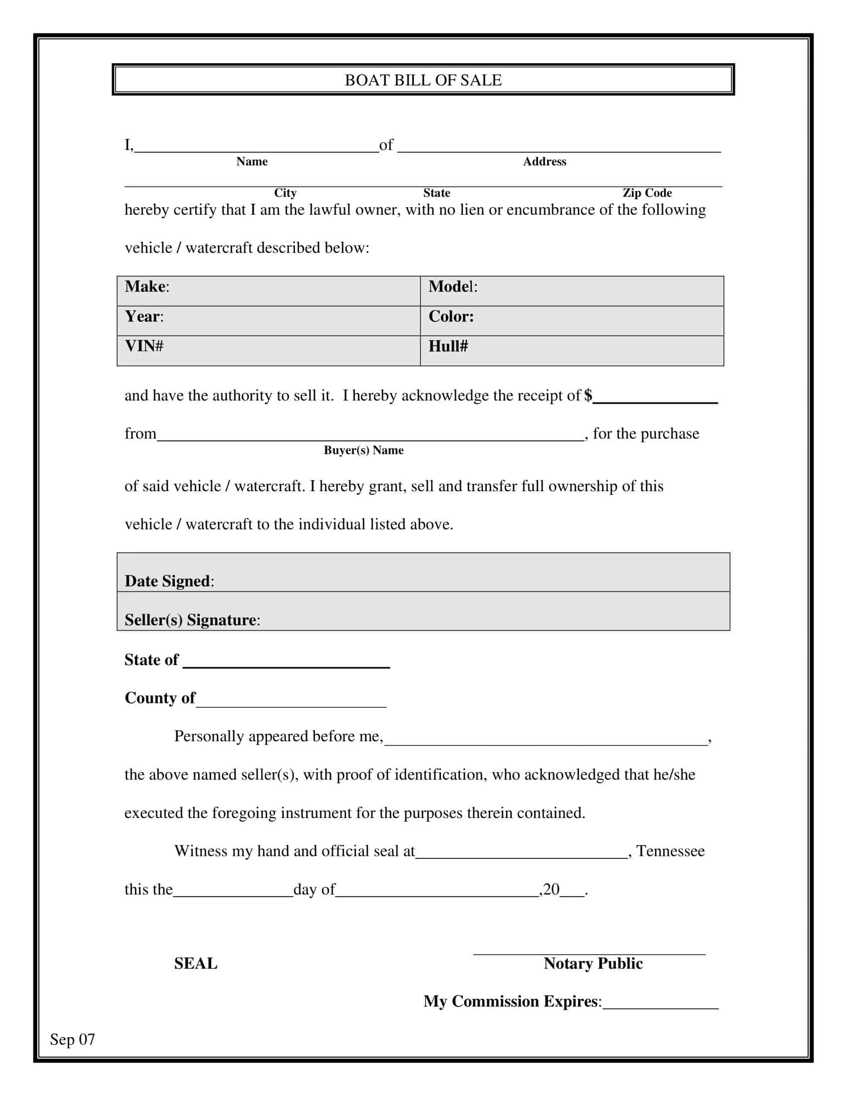 Free Word Boat Bill of Sale Template Free Word Boat Bill of Sale Template