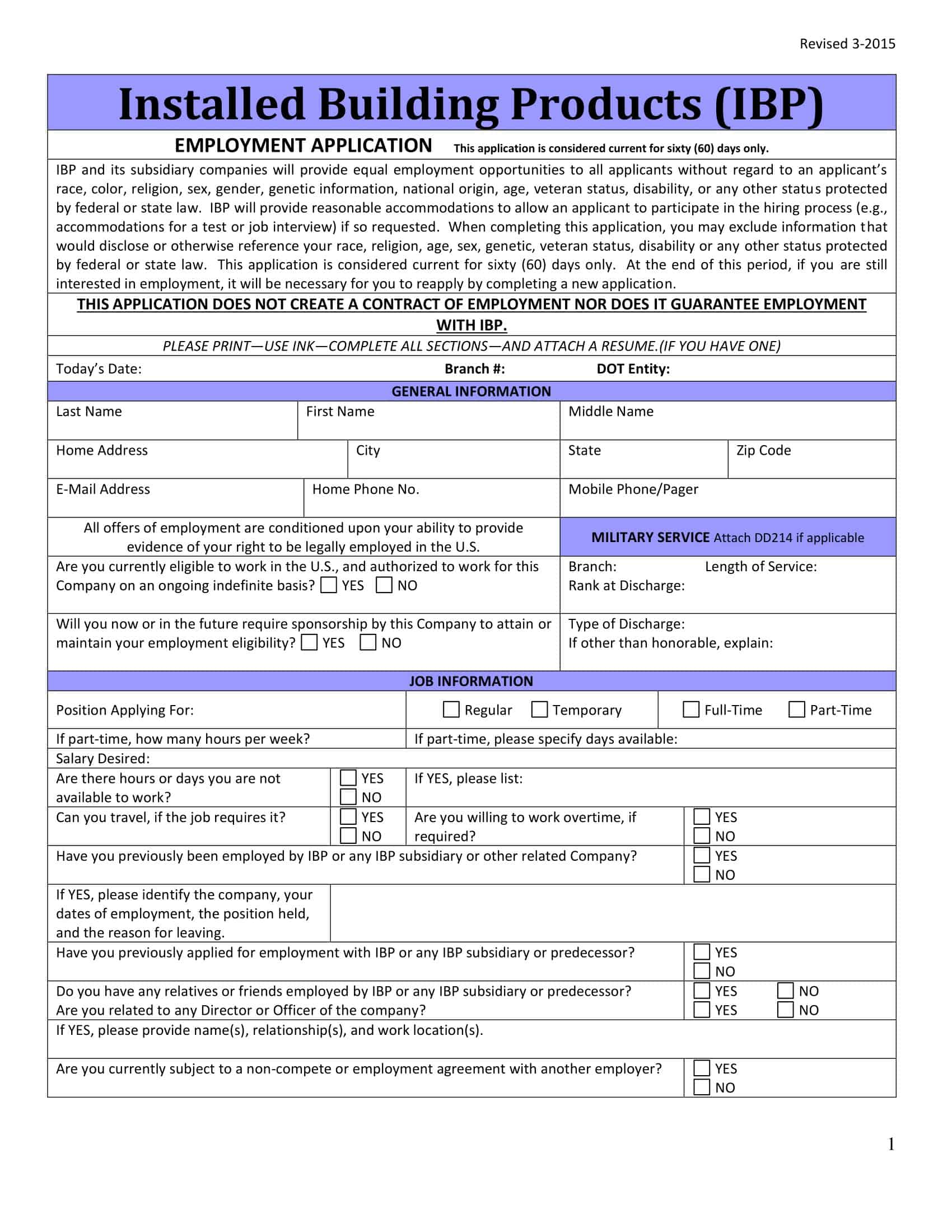 Free Word Employment Application Free Word Employment Application