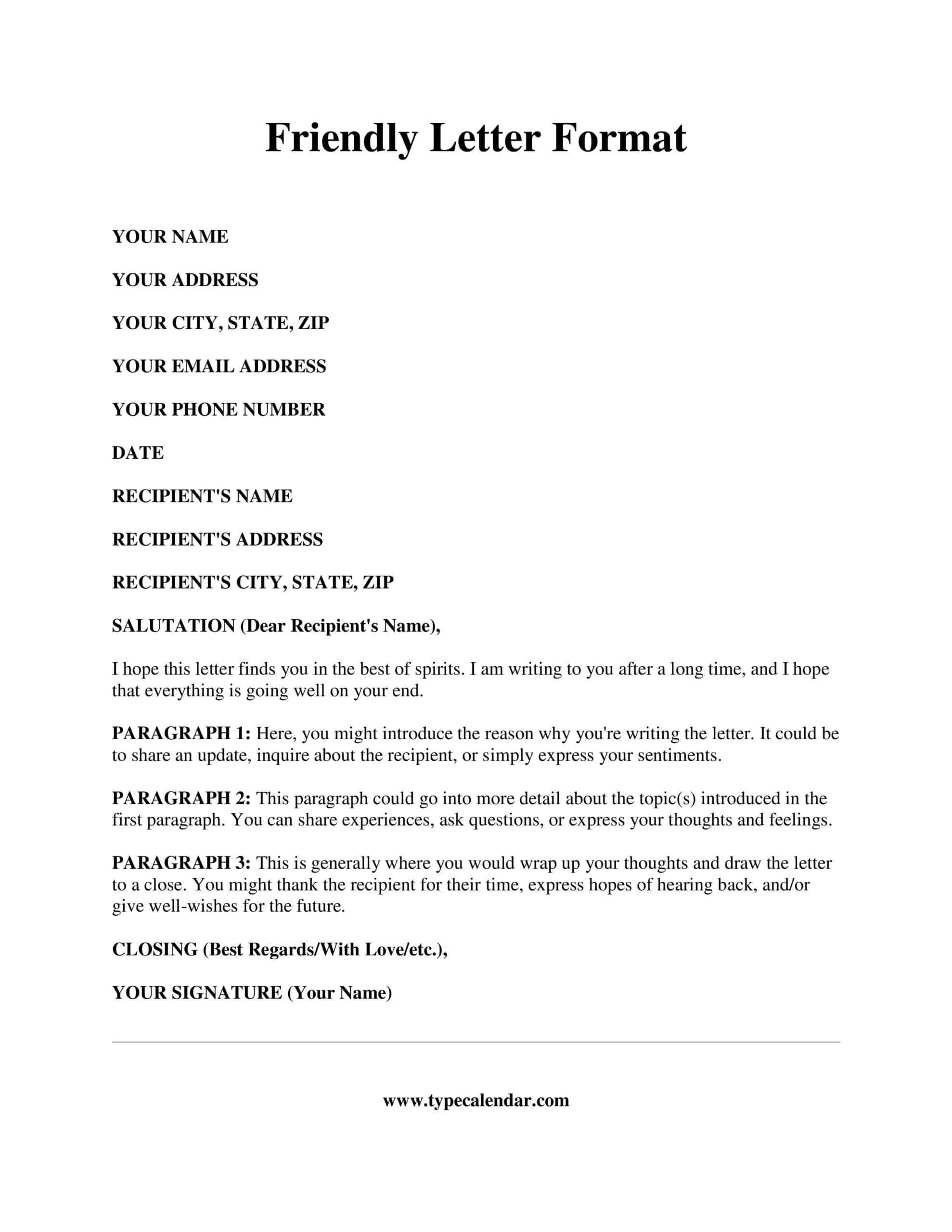 Free Printable Friendly Letter Templates PDF Word Excel 1st 2nd Free Printable Friendly Letter Templates PDF Word Excel 1st 2nd