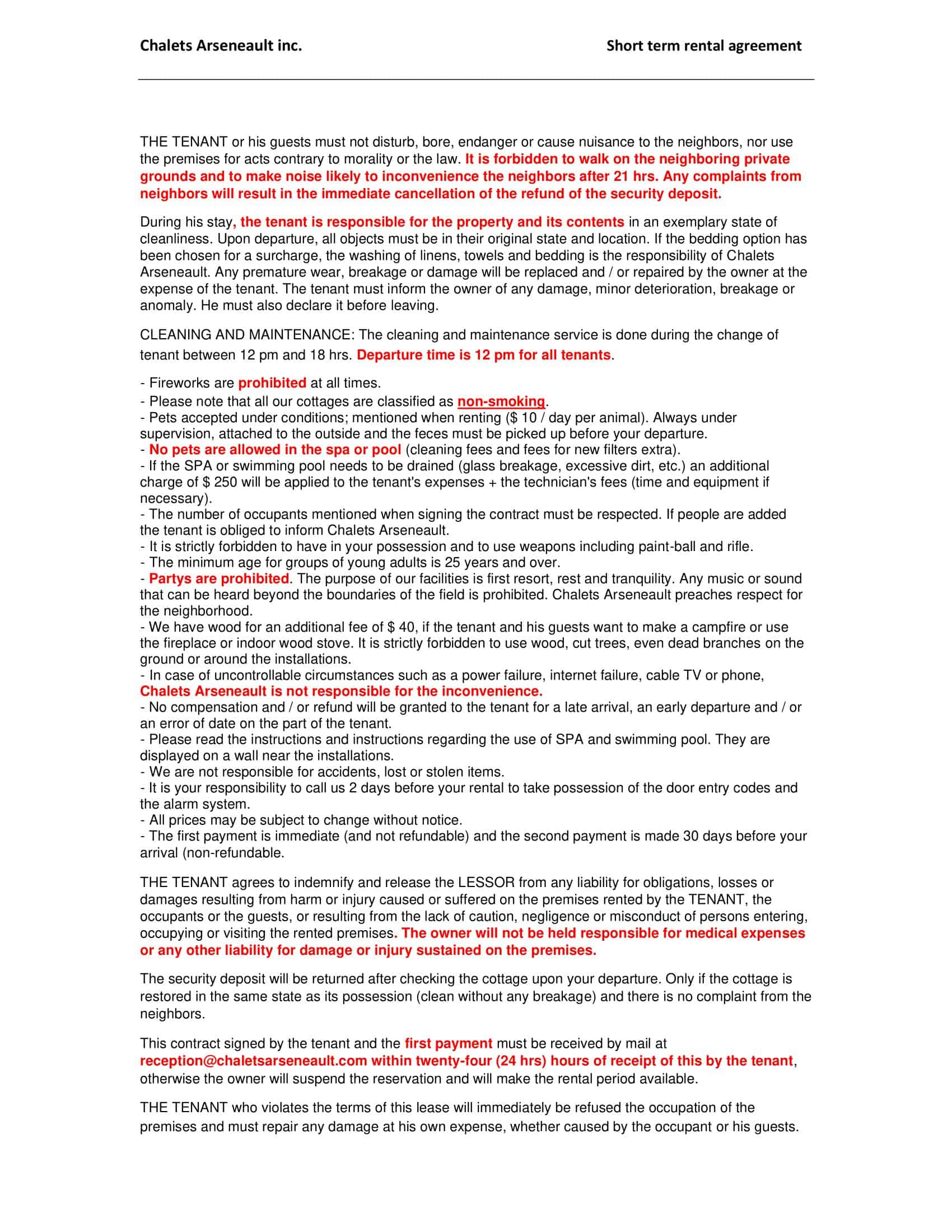 Fully Editable Short Term Rental Agreement Fully Editable Short Term Rental Agreement