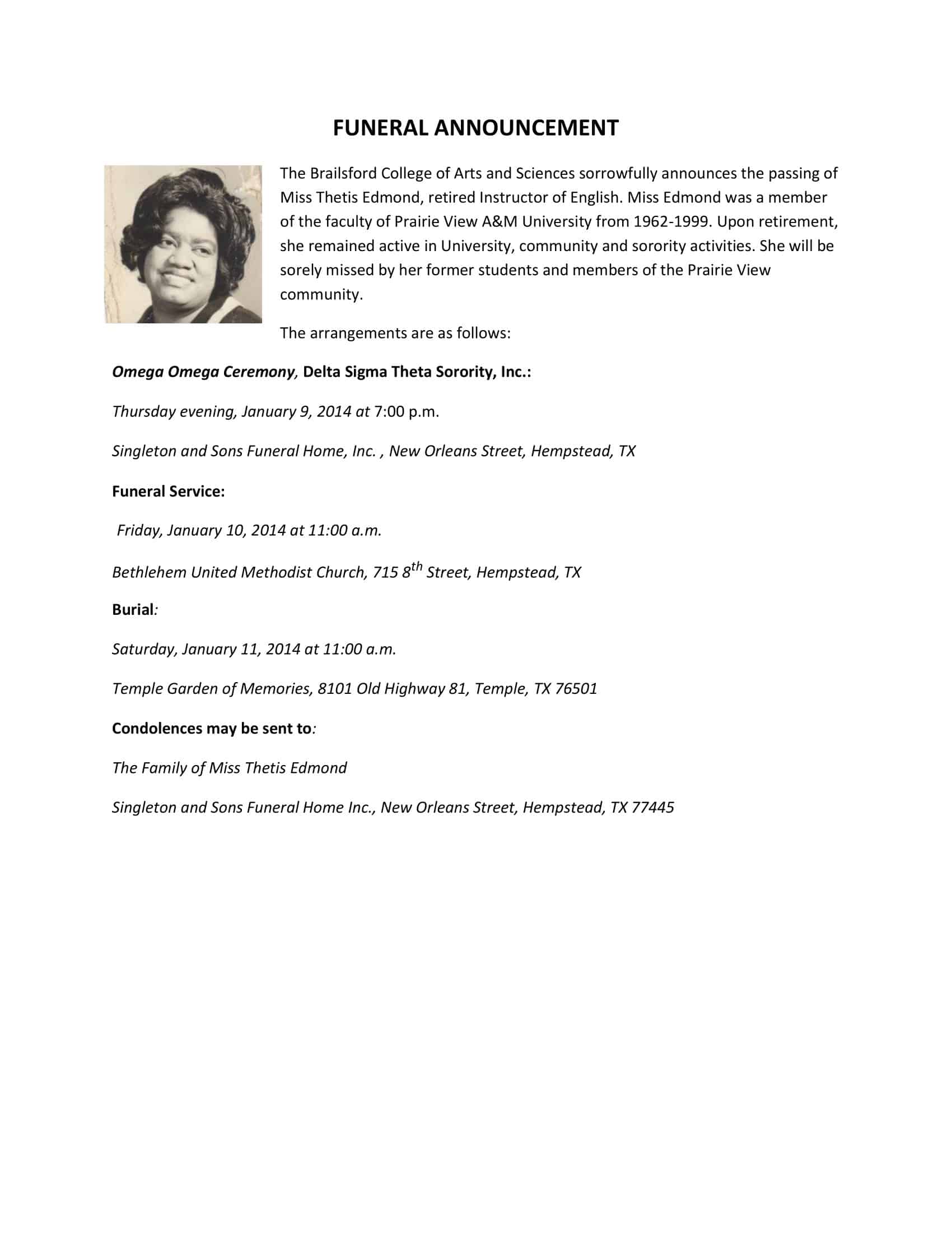 Funeral Invitation Blank PDF Sample Funeral Invitation Blank PDF Sample