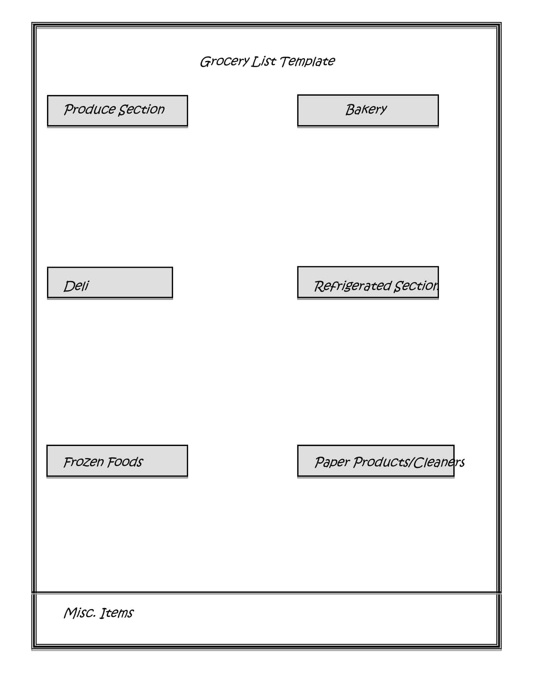 Grocery List Excel Template Grocery List Excel Template