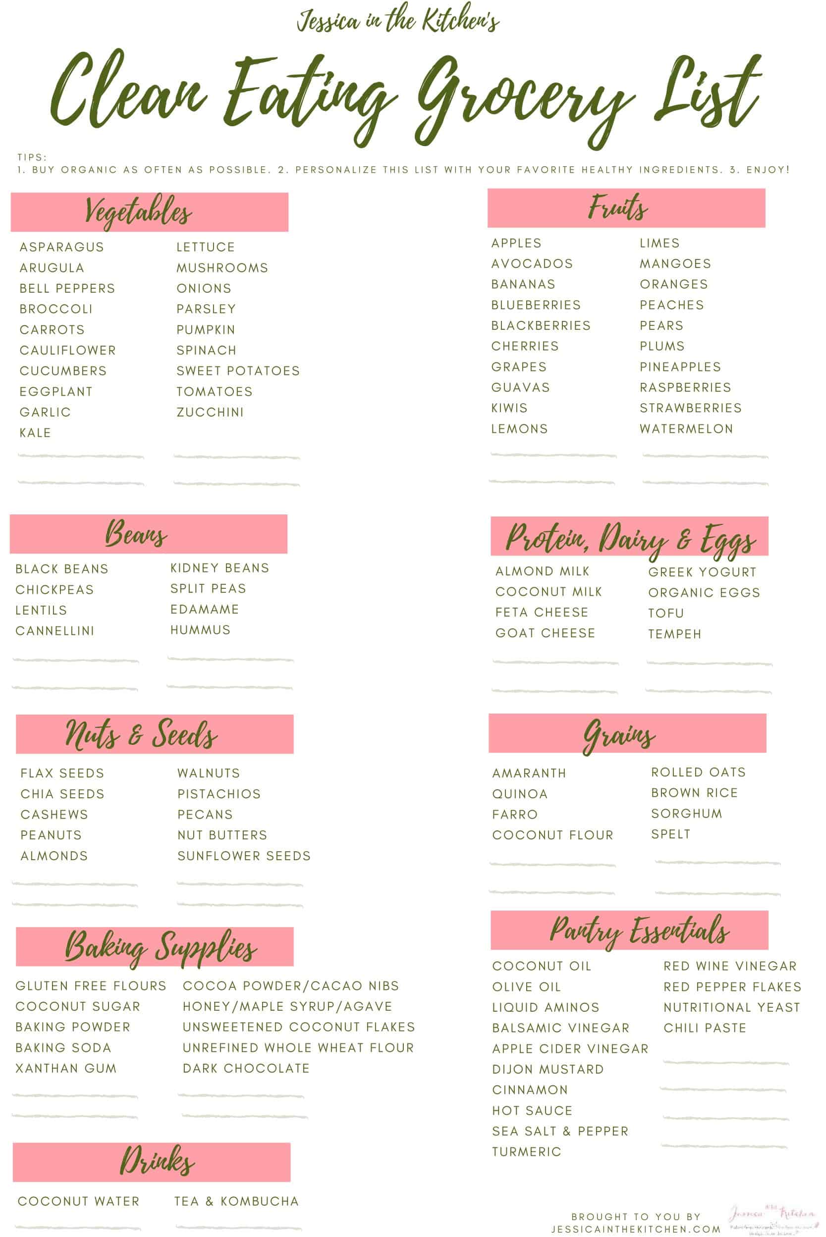 Grocery List Template Free Grocery List Template Free
