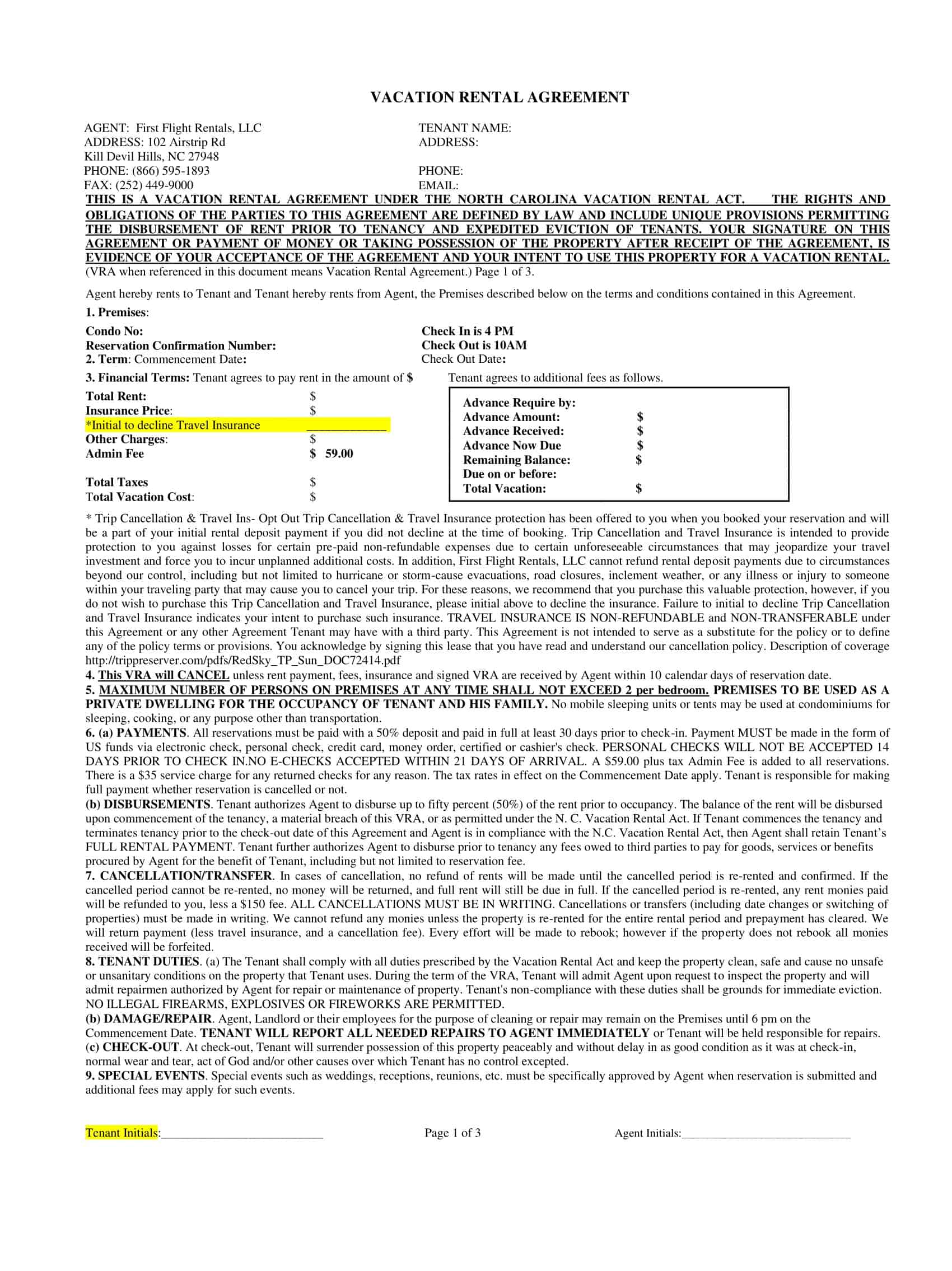 High-Quality Vacation Rental Agreement Template High-Quality Vacation Rental Agreement Template